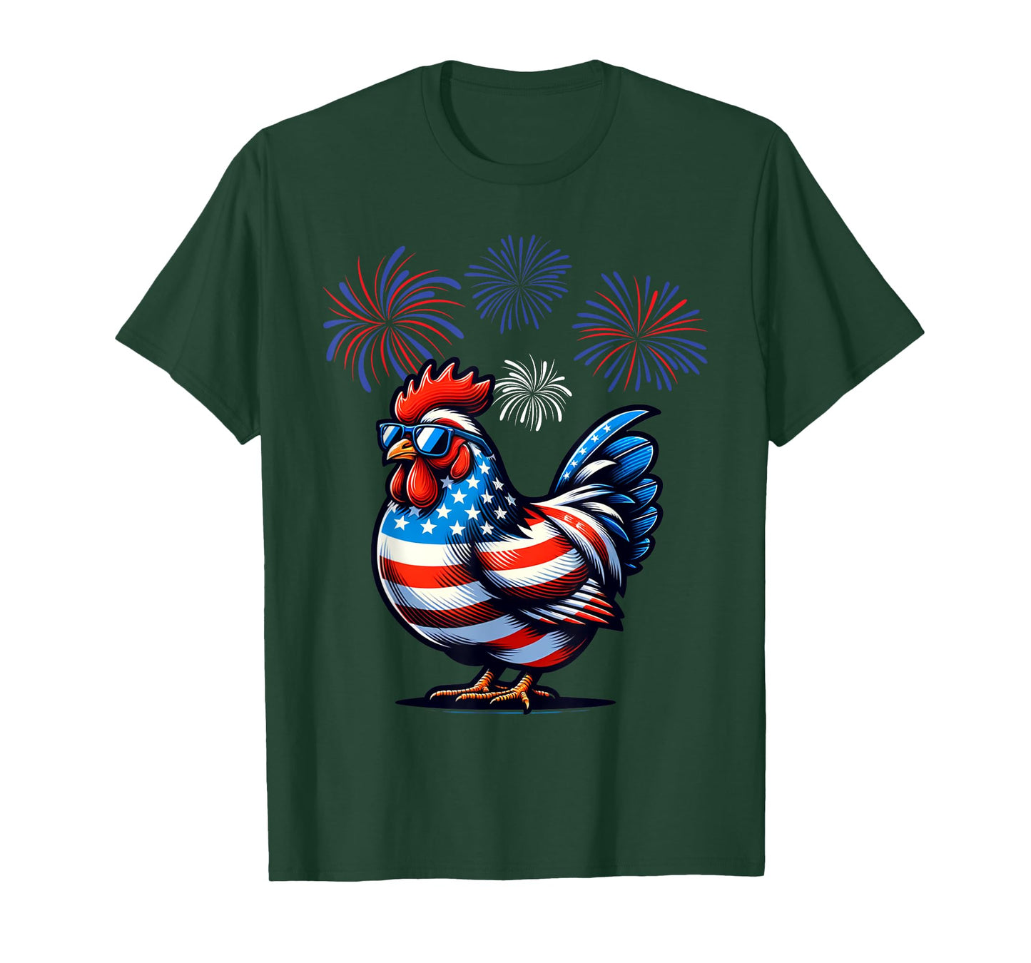 Red White Blue Chicken Farm Animal Patriotic 4th Of July T-Shirt