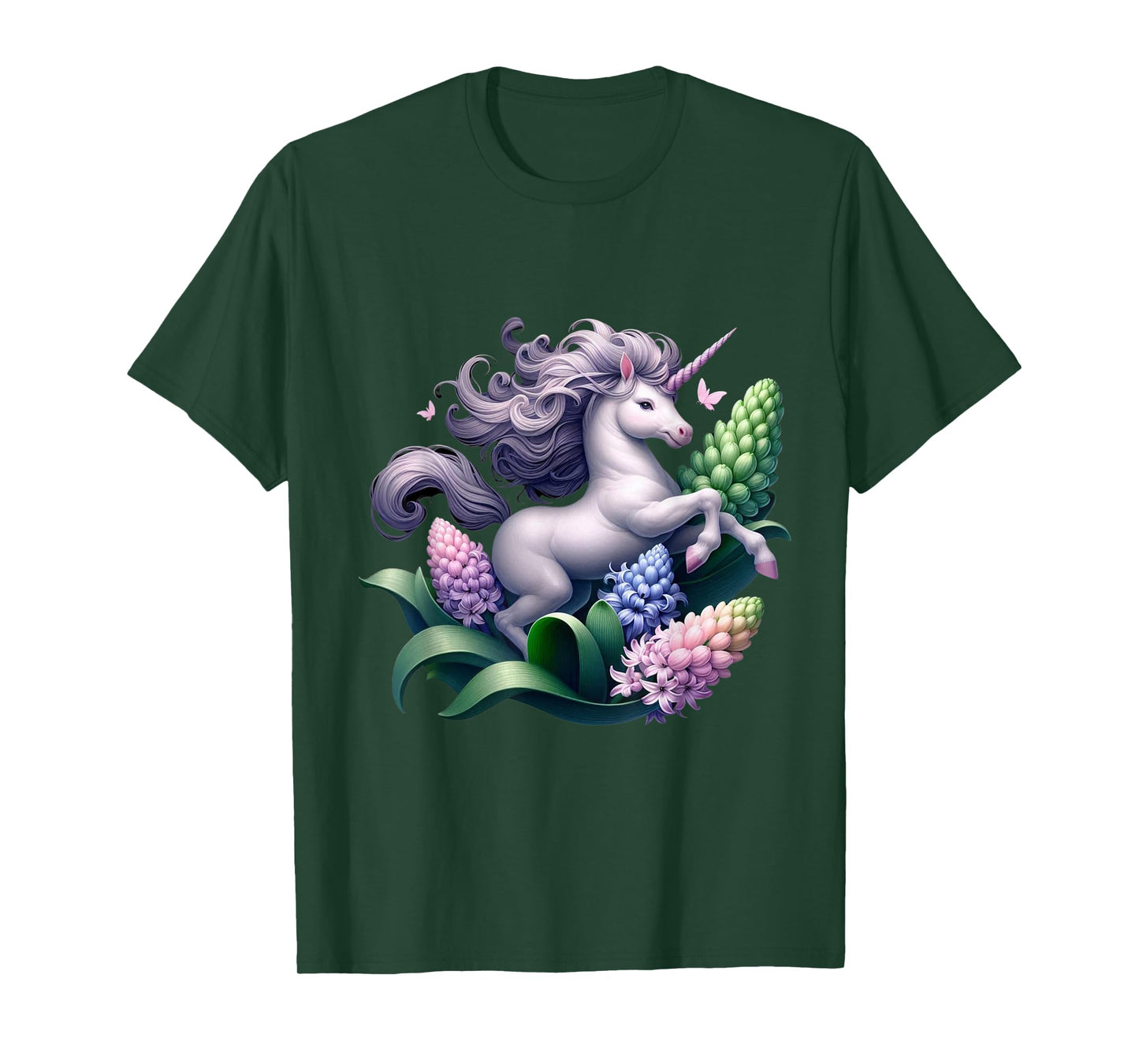 Unicorn Riding Hyacinth Boys Girls Men Women Kids Adults T-Shirt