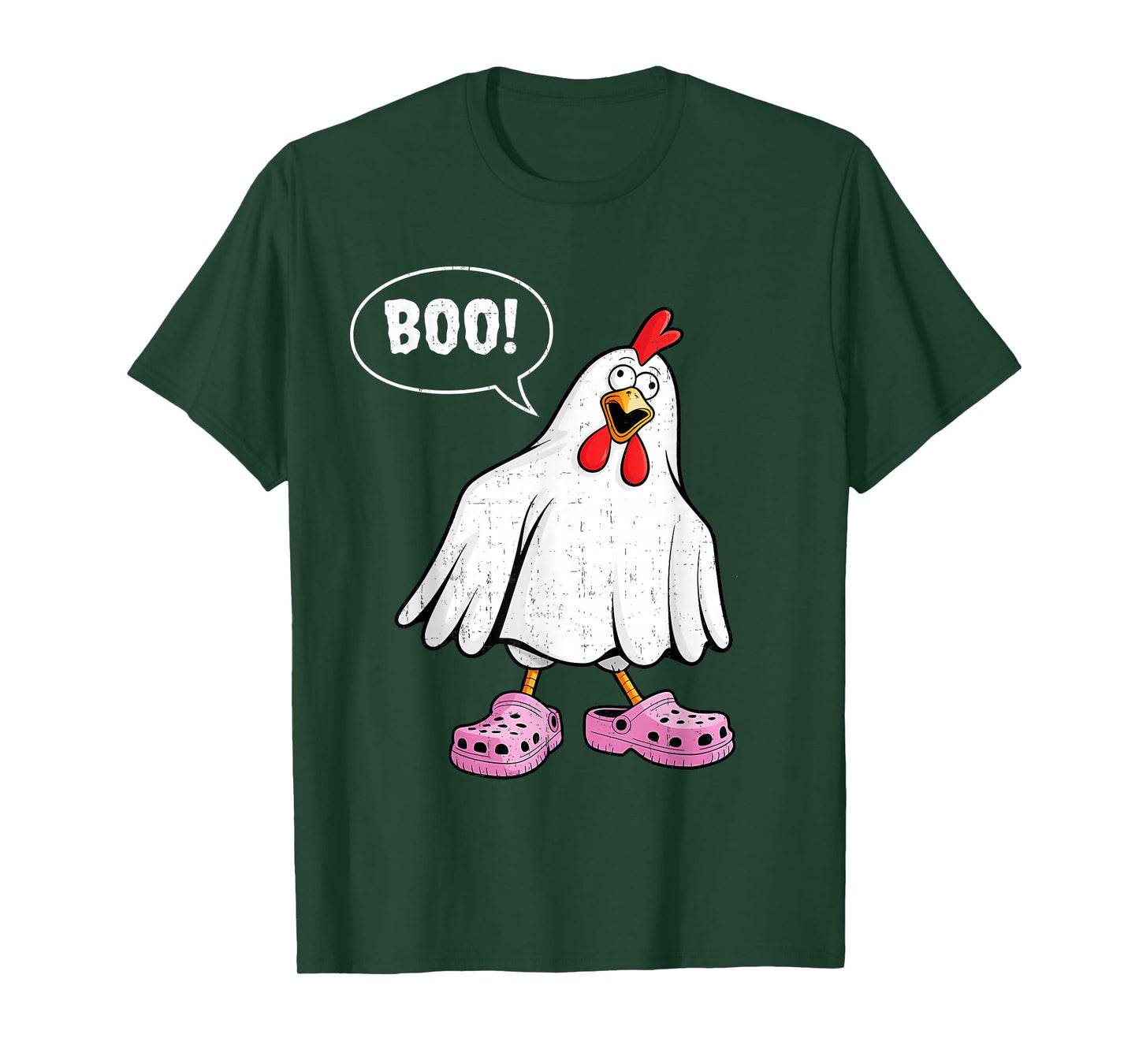 Cute Chicken Boo with Pink Shoes Funny Halloween Men Women T-Shirt