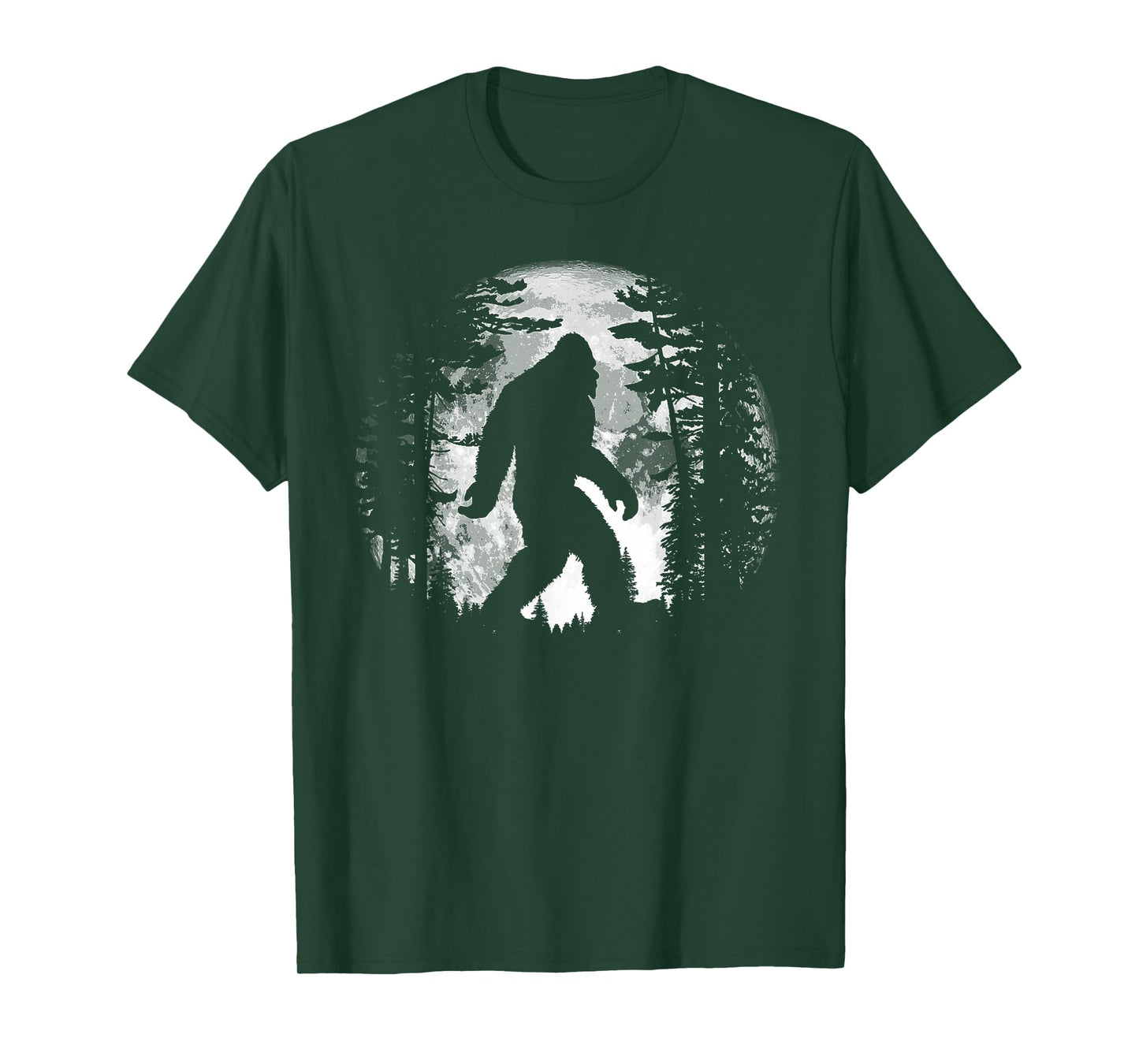 Bigfoot Night Stroll Cool Full Moon & Tree Tunnel Sasquatch T-Shirt