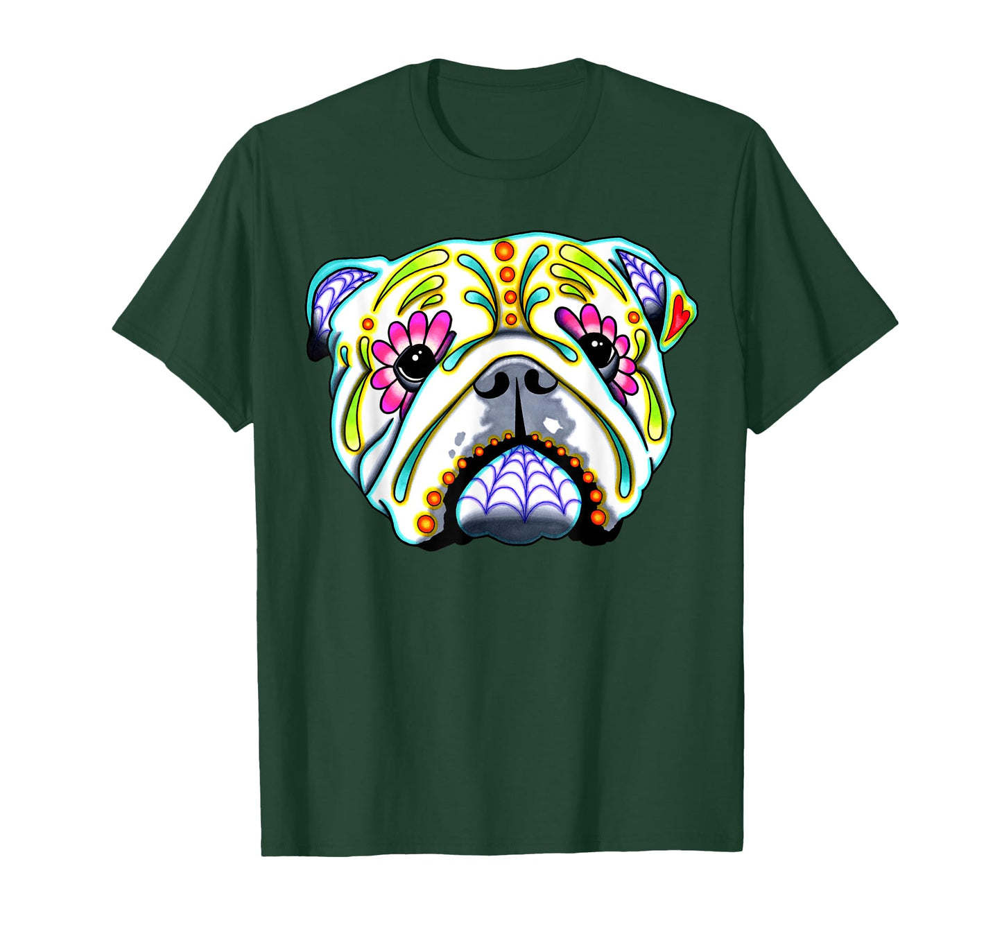 English Bulldog - Day of the Dead Sugar Skull Dog T-Shirt for Men Women Girls Kids