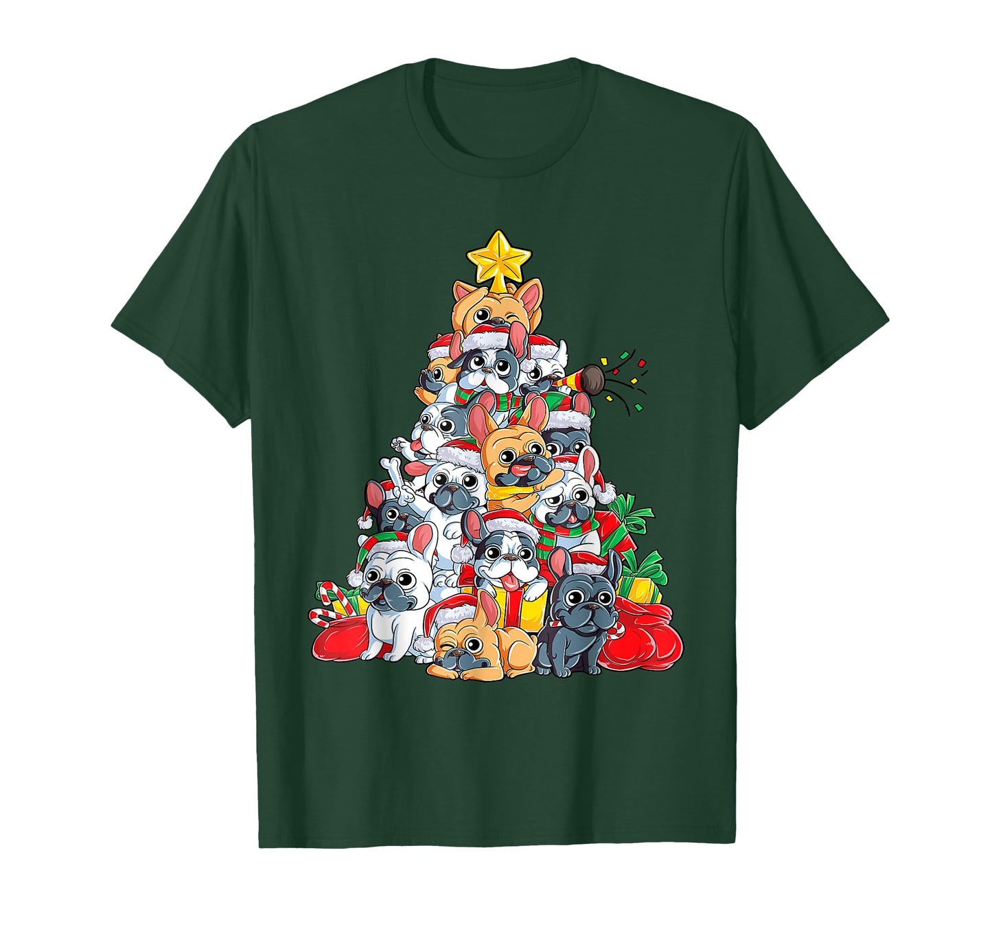 French Bulldog Christmas Tree Dog Santa Hat Xmas Boys Dogmas T-Shirt