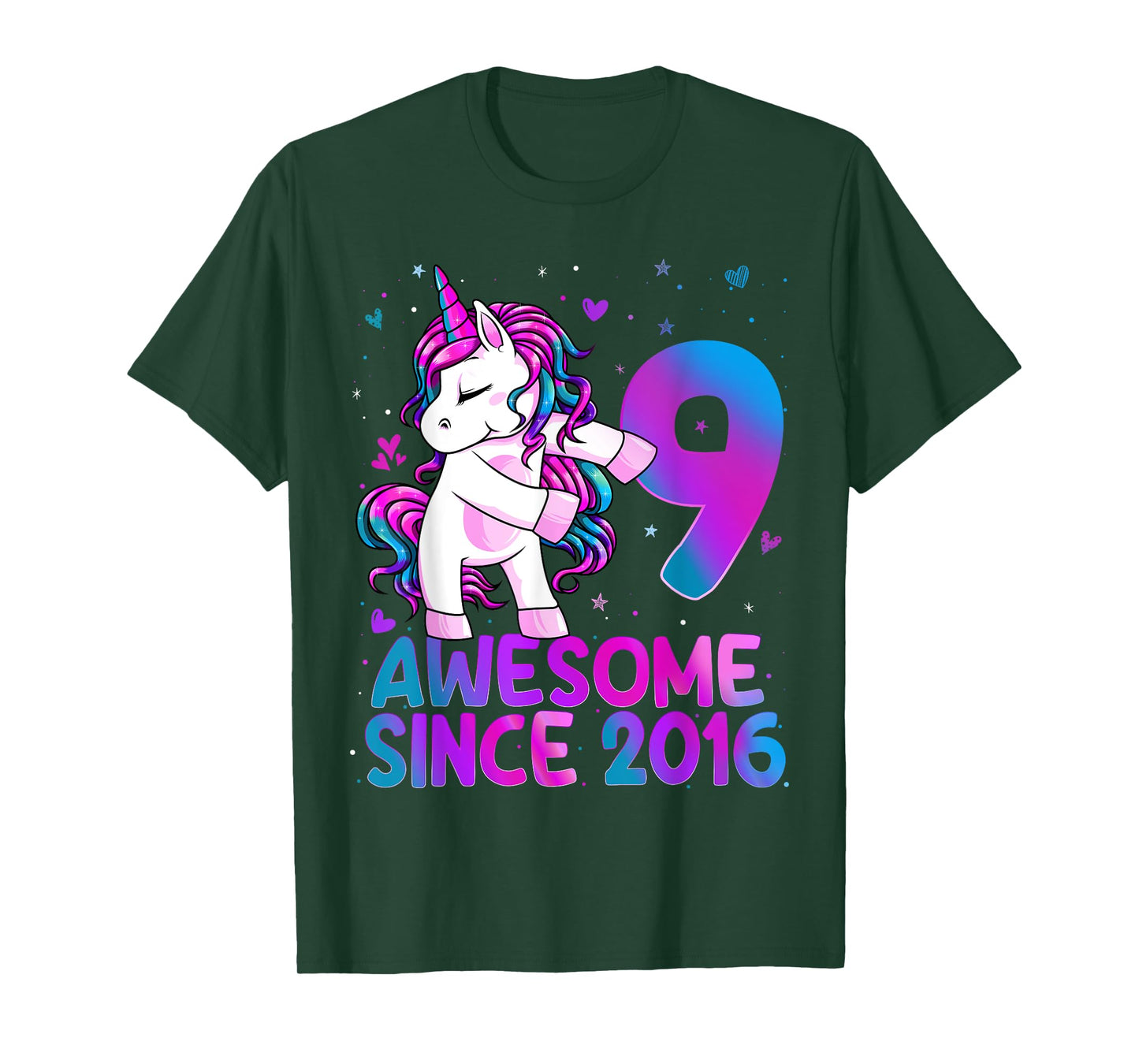 Flossing Unicorn 9 Year Old 9th Birthday Girl Unicorn Party T-Shirt