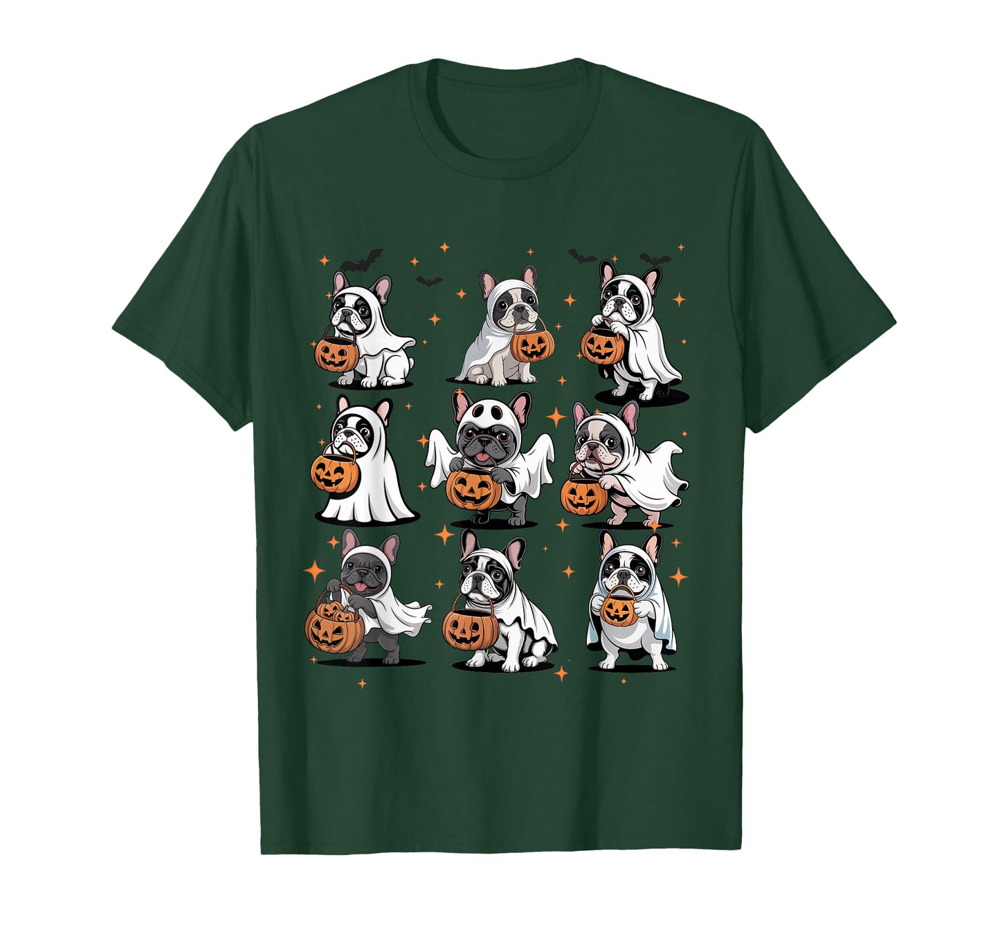 Cute Fall French Bulldog Ghost Costume Dog Lover Halloween T-Shirt