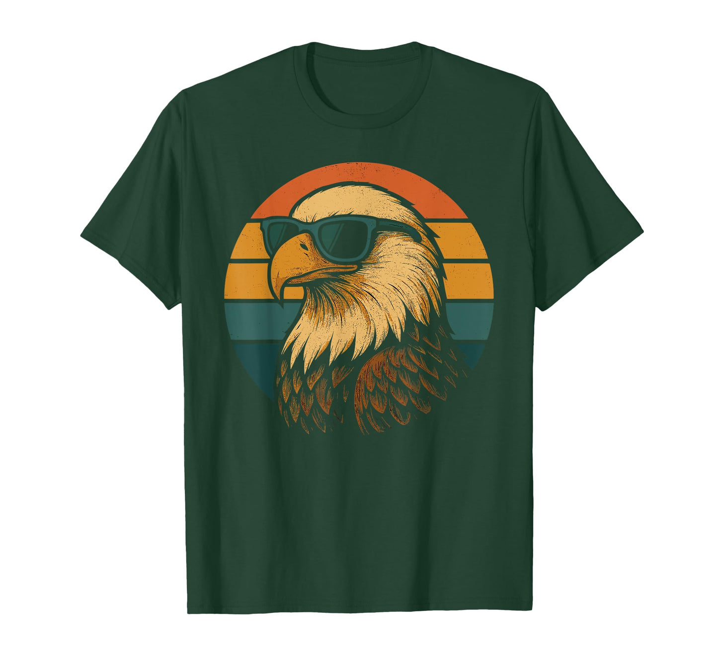 Cool Bald Eagle With Sunglasses Retro Patriotic T-Shirt