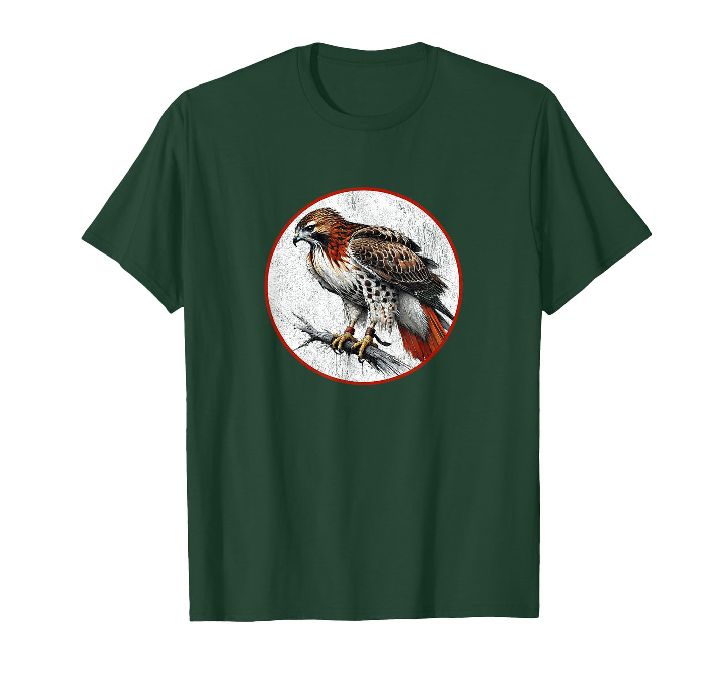 Colorful Retro Red Tailed Hawk Bird Design T-Shirt