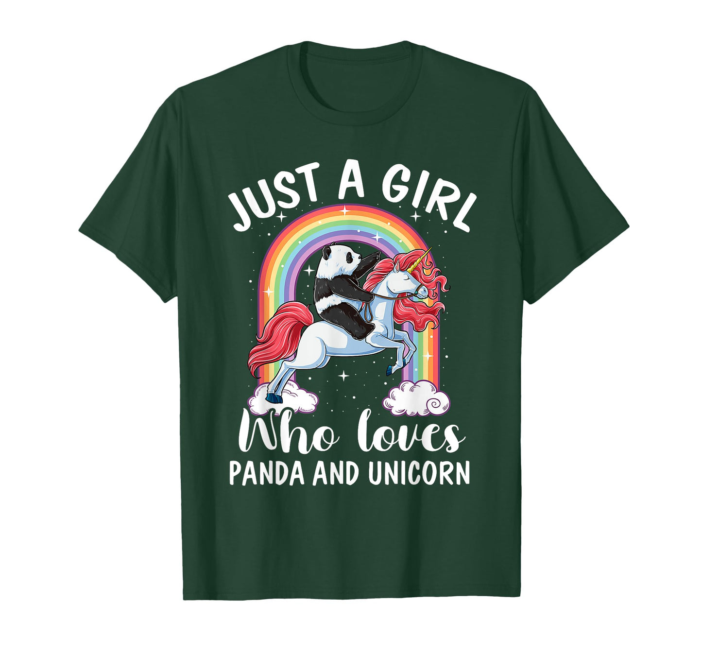 Just A Girl Who Loves Pandas And Unicorns Panda Ride Unicorn T-Shirt