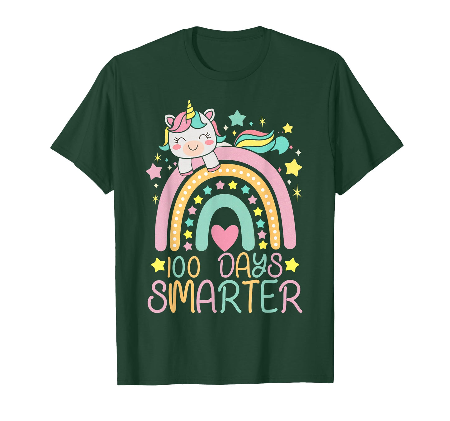 100 Days Smarter Kids Girls Unicorn 100th Day of School T-Shirt
