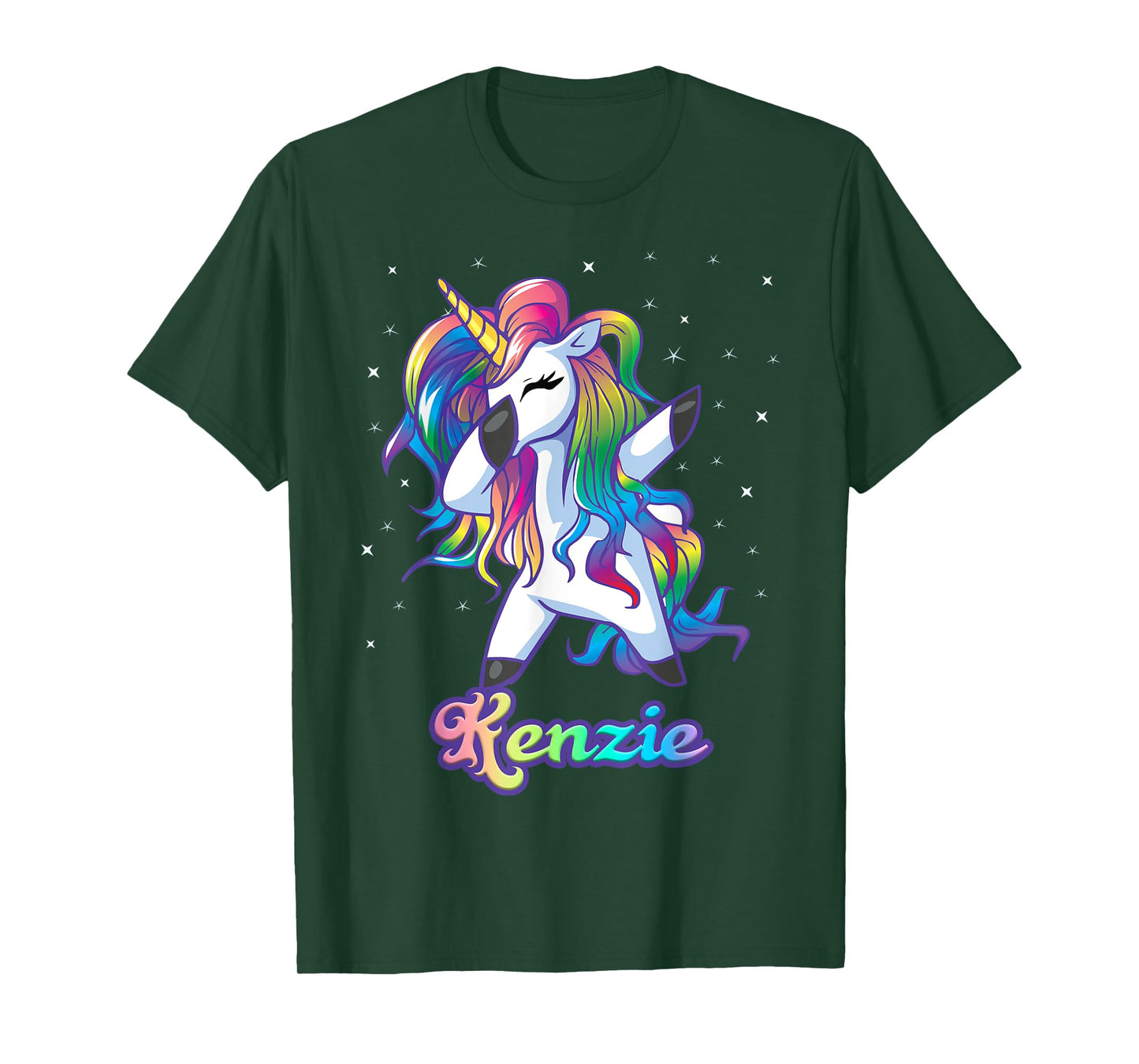 KENZIE Name Personalized Custom Rainbow Unicorn Dabbing T-Shirt