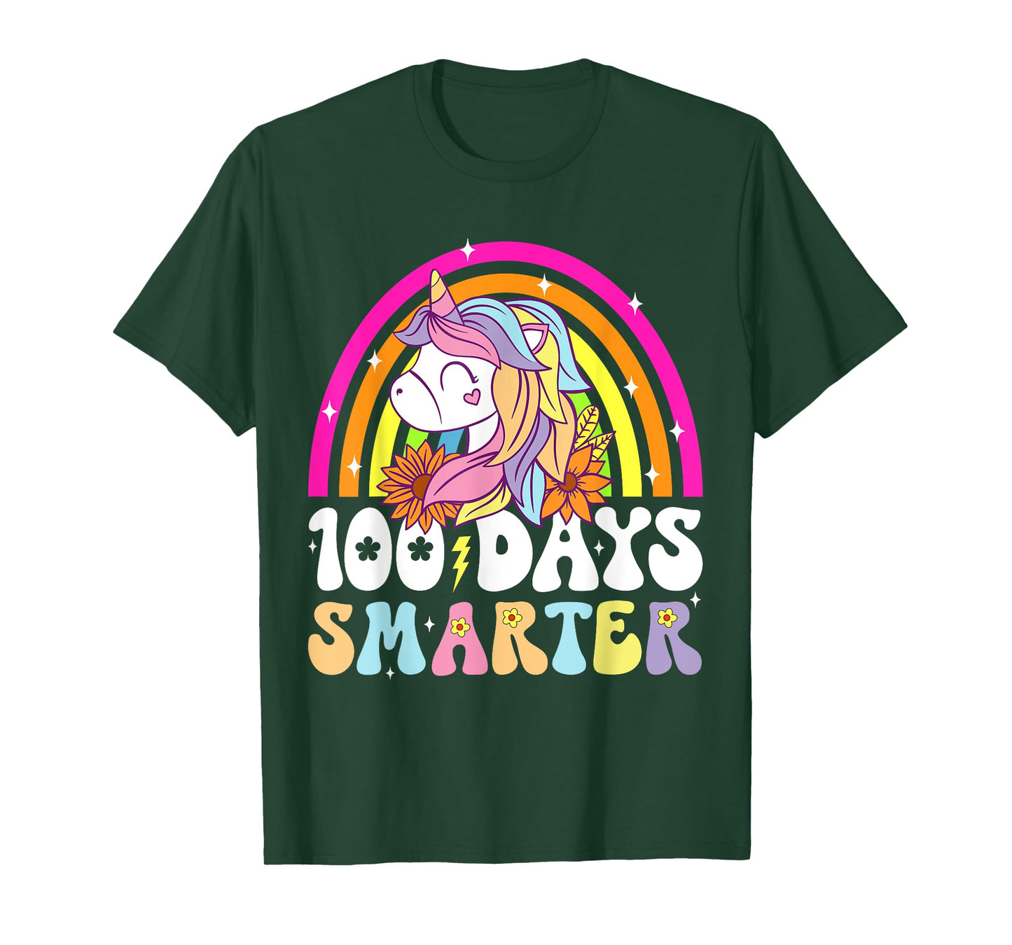 100th Day Of School Teacher 100 Days Smarter Rainbow Unicorn T-Shirt