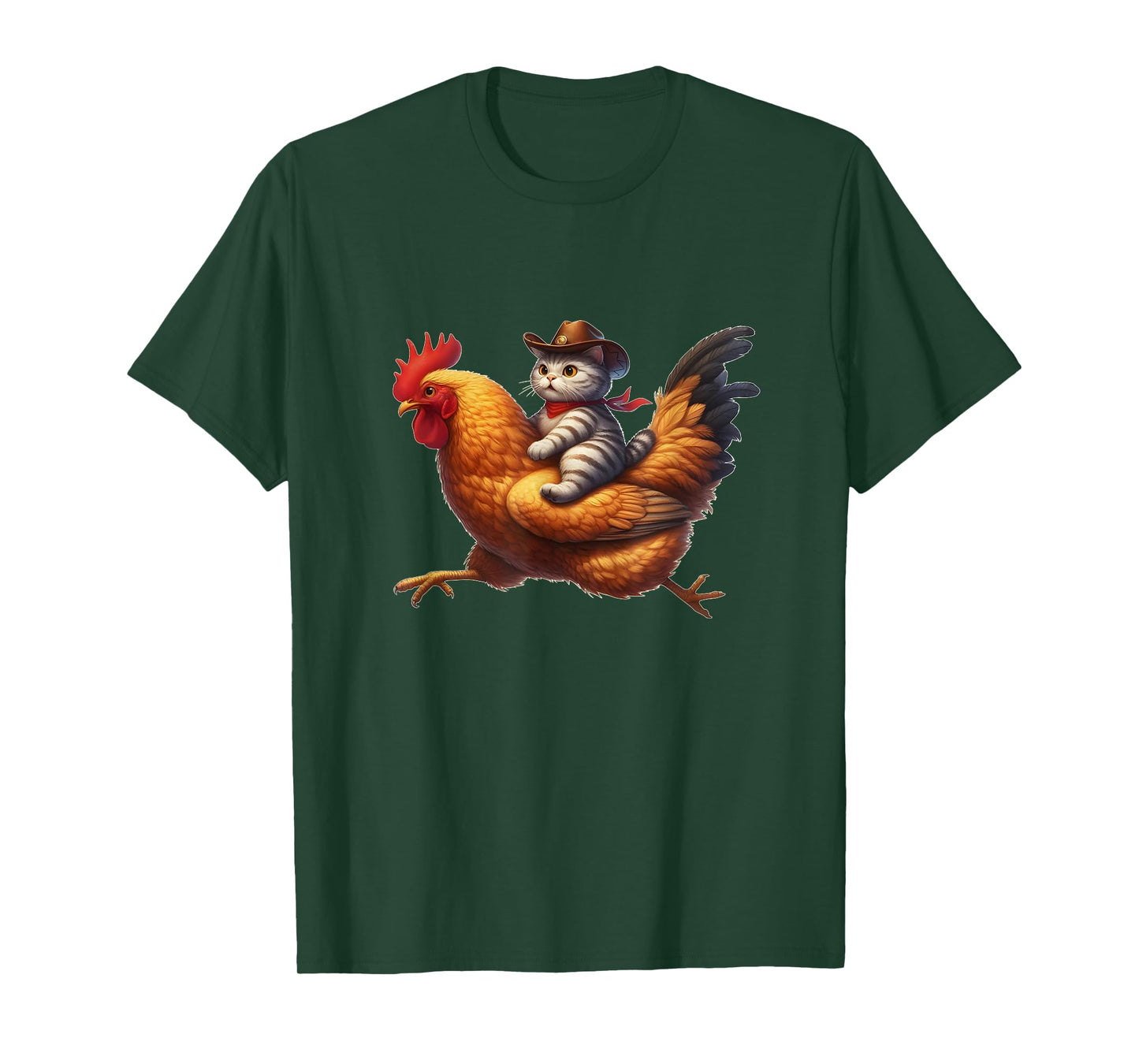 Funny Cat Riding Rooster Rodeo Cowboy Cat Riding Chicken T-Shirt