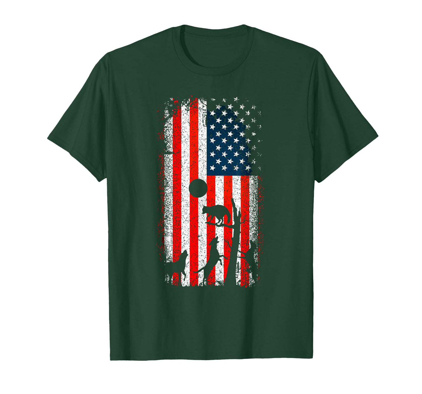 Hunting Dog American Flag Duck Bird Hunting For Boys Men T-Shirt
