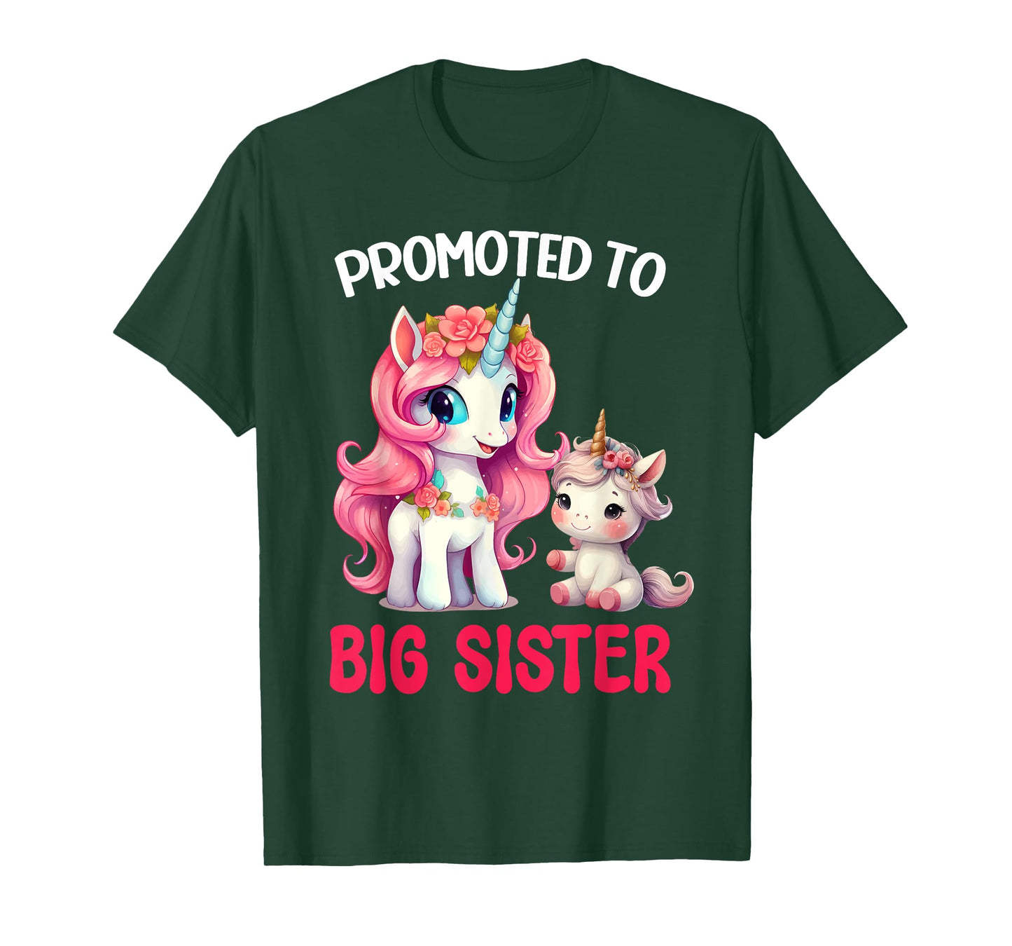 Promoted to Big Sister Girls Cute Unicorn Older Sister T-Shirt