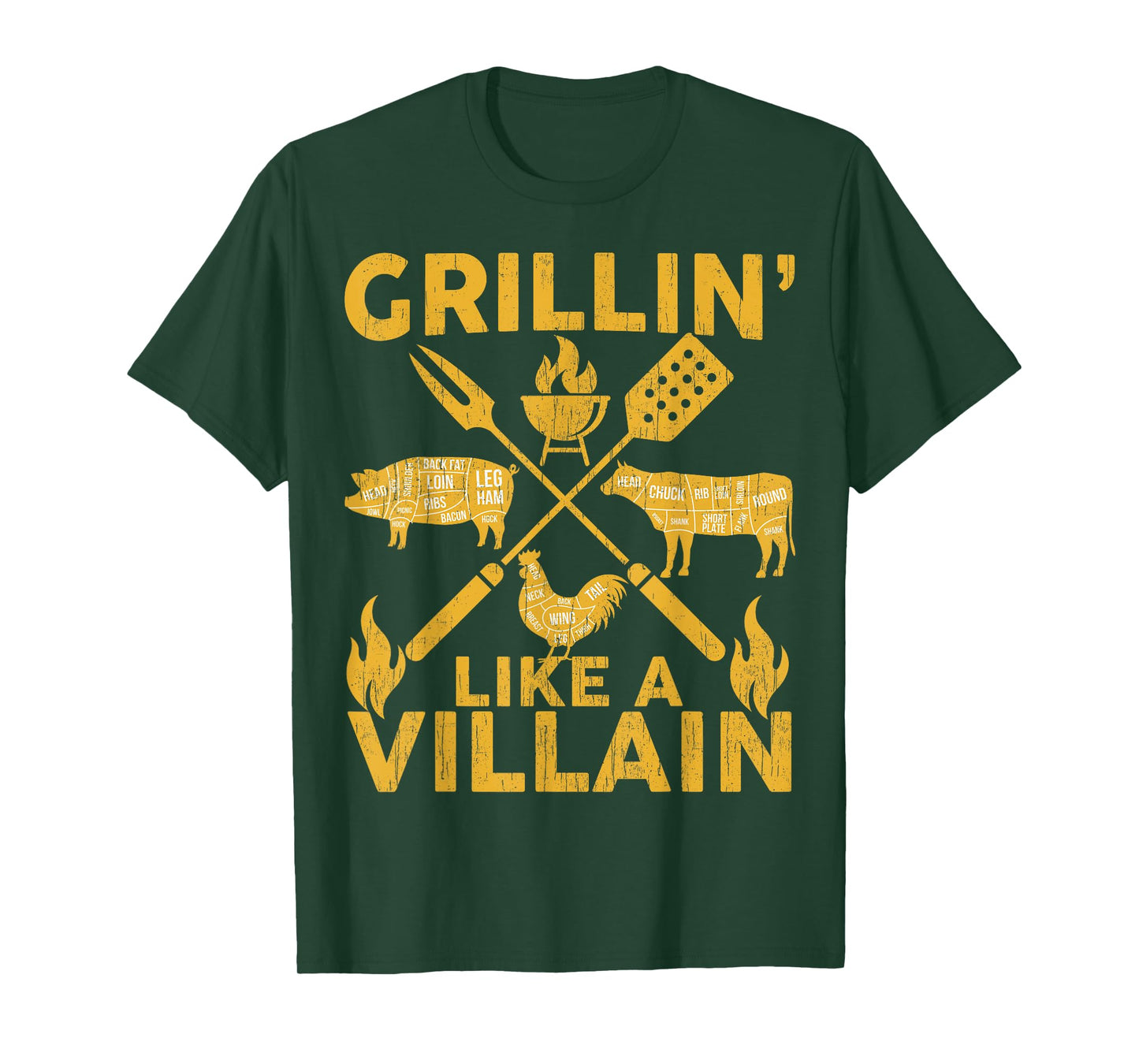 BBQ-Shirt Funny Grillin Like A Villain Barbecue Grilling Men T-Shirt