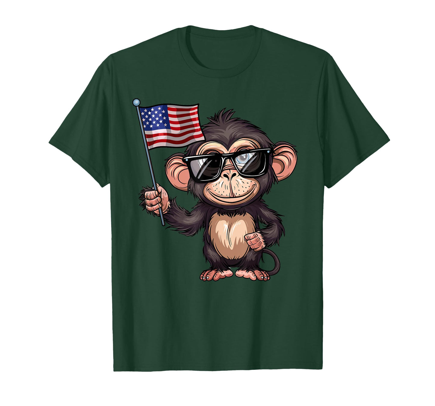 Monkey USA Flag - Funny Monkey Lovers 4th of July Women Girls Kids Men T-Shirt