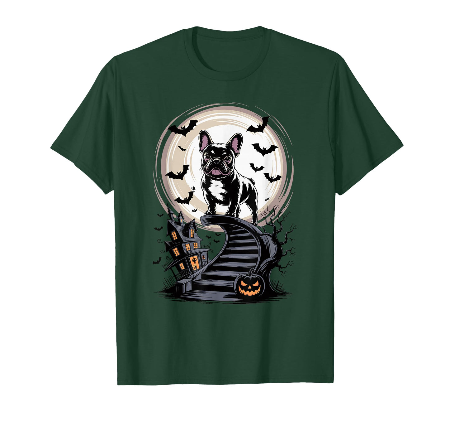 Spooky Halloween Moon French Bulldog Frenchie T-Shirt