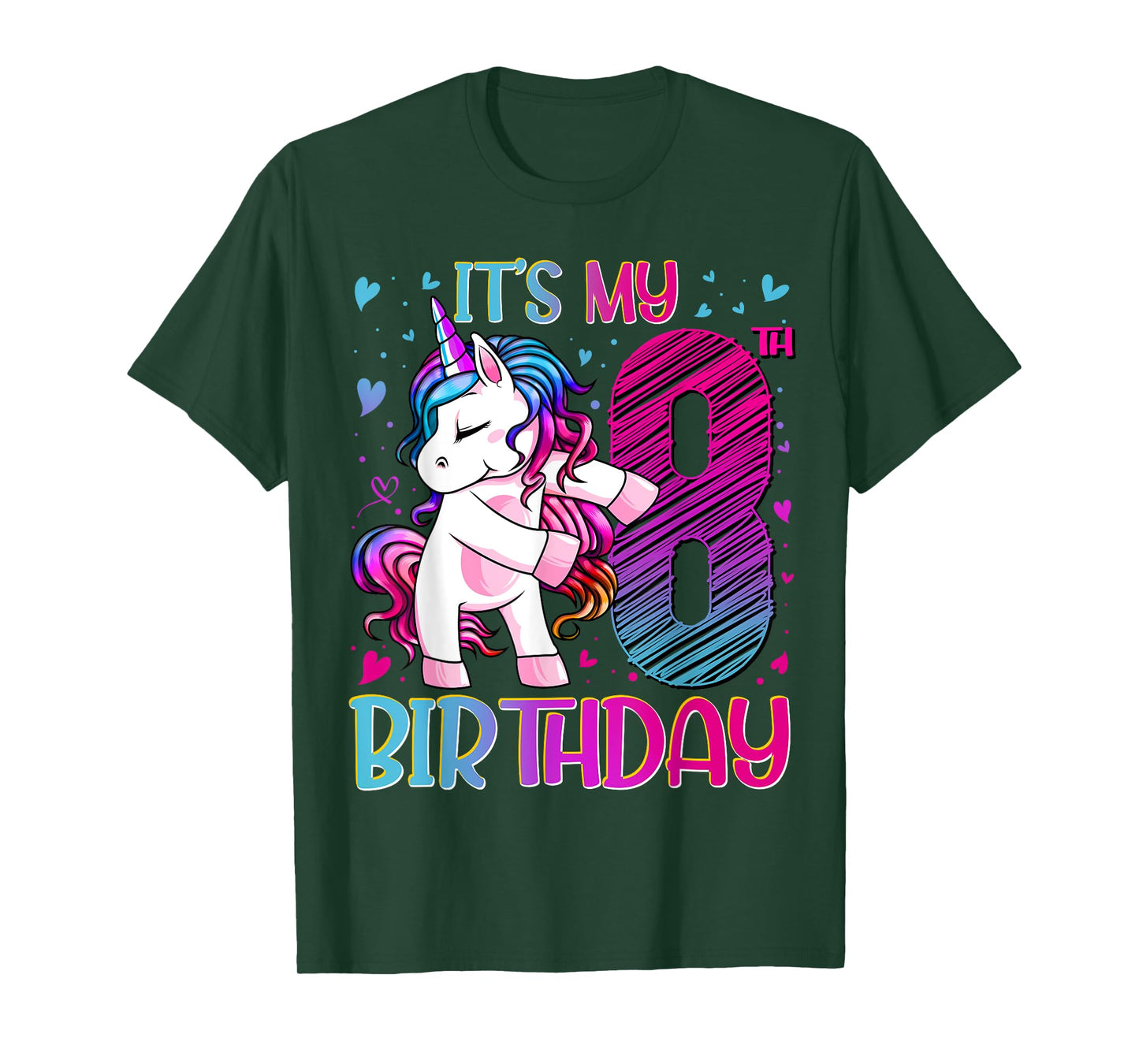 8 Year Old Gifts Unicorn Flossing 8th Birthday Girl Party T-Shirt