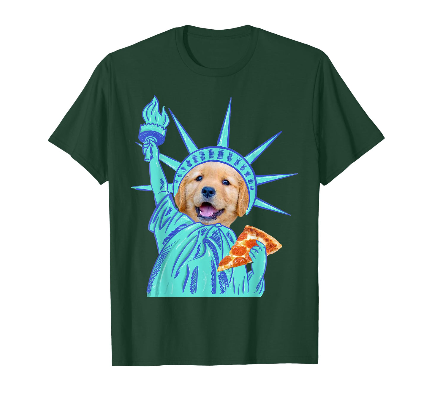 Statue Of Liberty Dog Shirt Animal Lover Pizza Slice T-Shirt for Men Women Kids