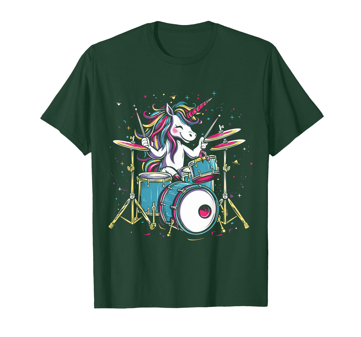 Funny Unicorn Playing Drums Drummer Musician Band Drumming T-Shirt