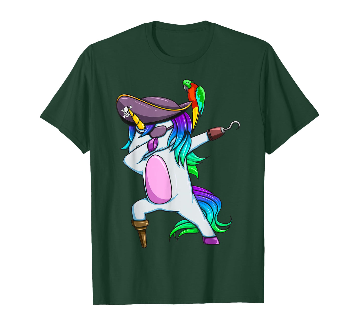 Dabbing Pirate Magical Rainbow Unicorn Funny Halloween T-Shirt