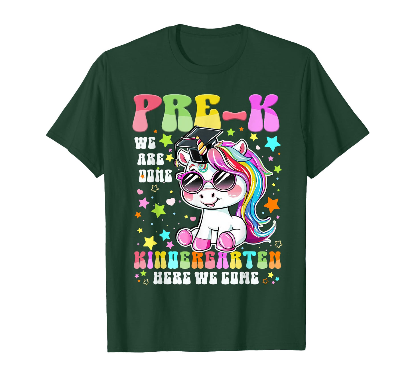 Pre-K Graduation 2025 Cute Unicorn Kindergarten Here I Come T-Shirt