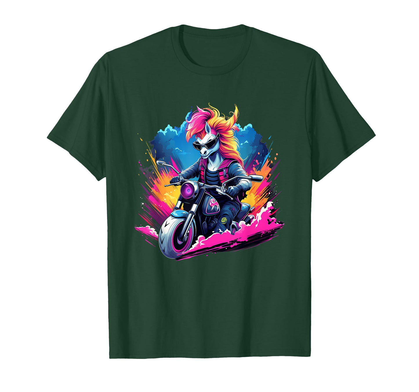 Biker Unicorn Riding Motorcycle T-Shirt