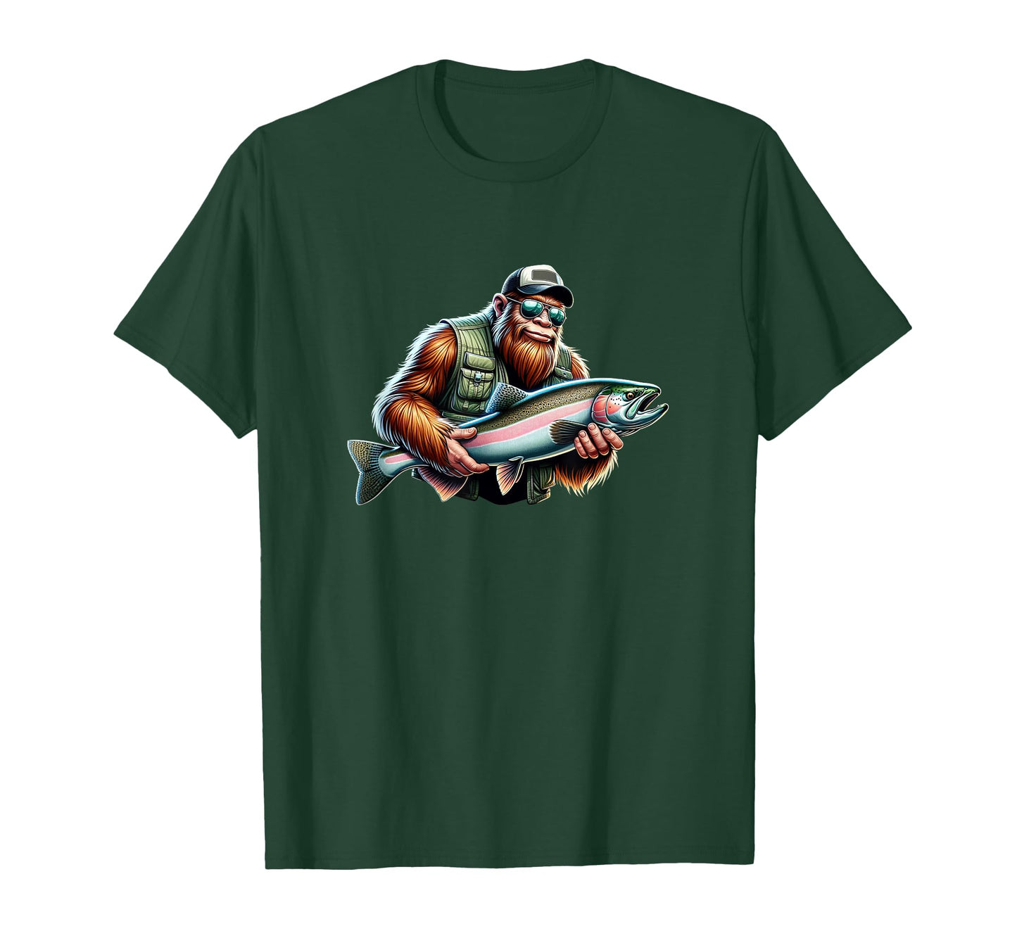 Bigfoot Fisherman - Fishing Steelhead - T-Shirt
