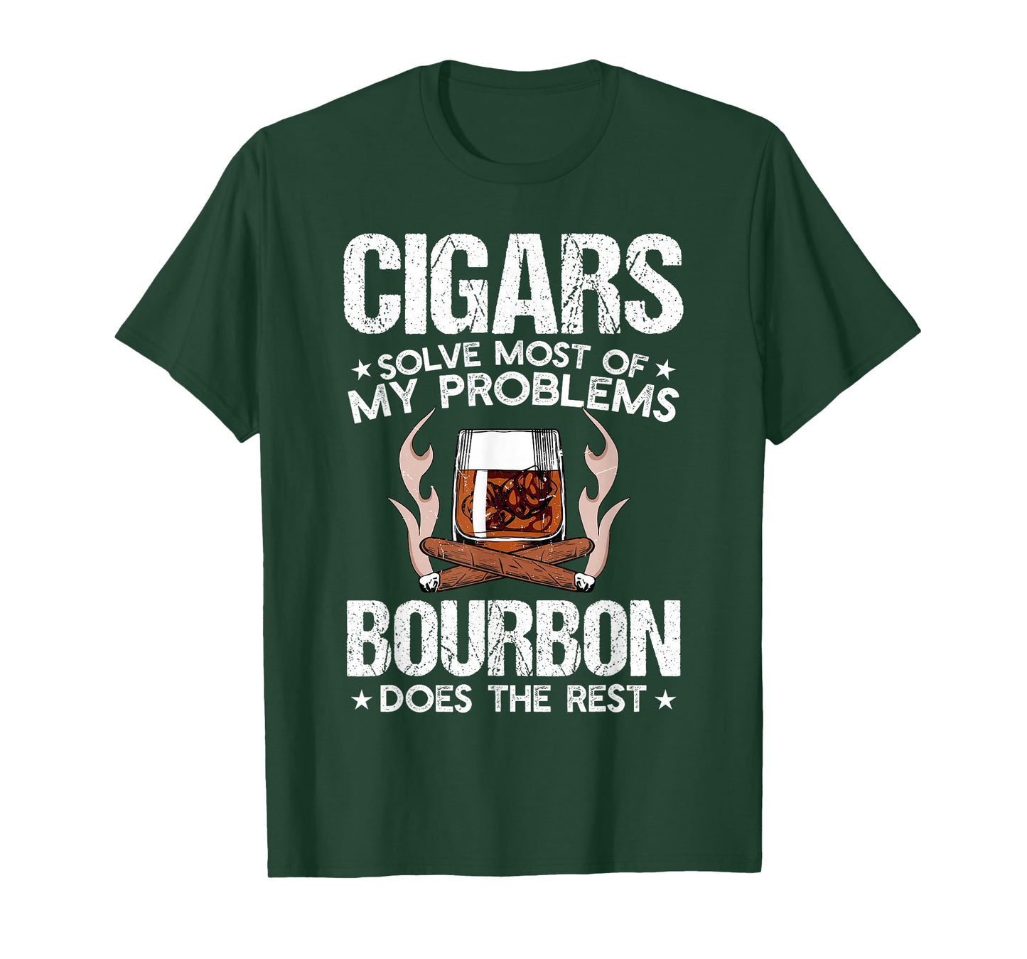 Cigars Solve Most Of My Problems Bourbon Does Rest Vintage T-Shirt