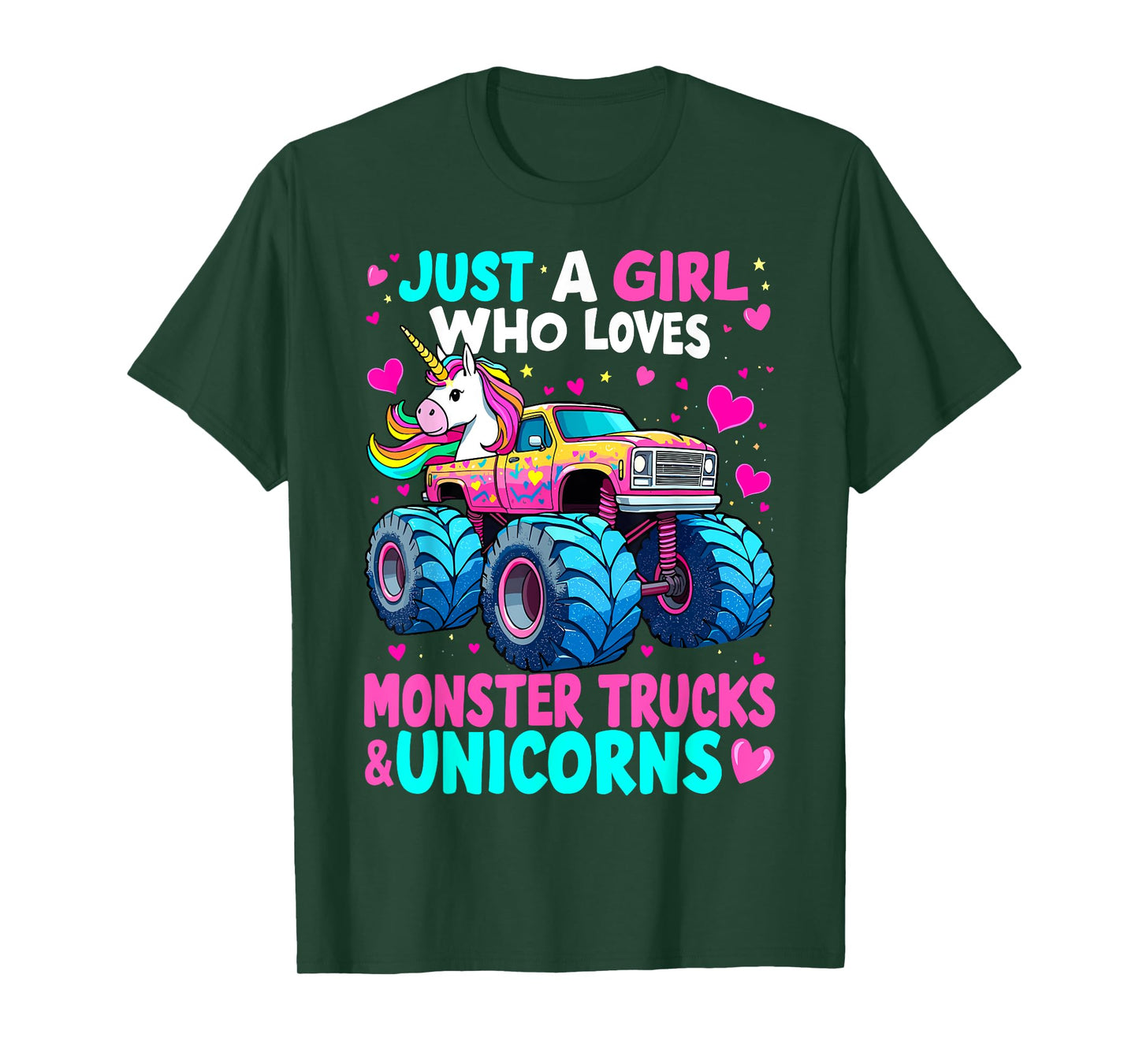 Monster Truck Just a Girl Who Loves Monster Trucks Unicorns T-Shirt