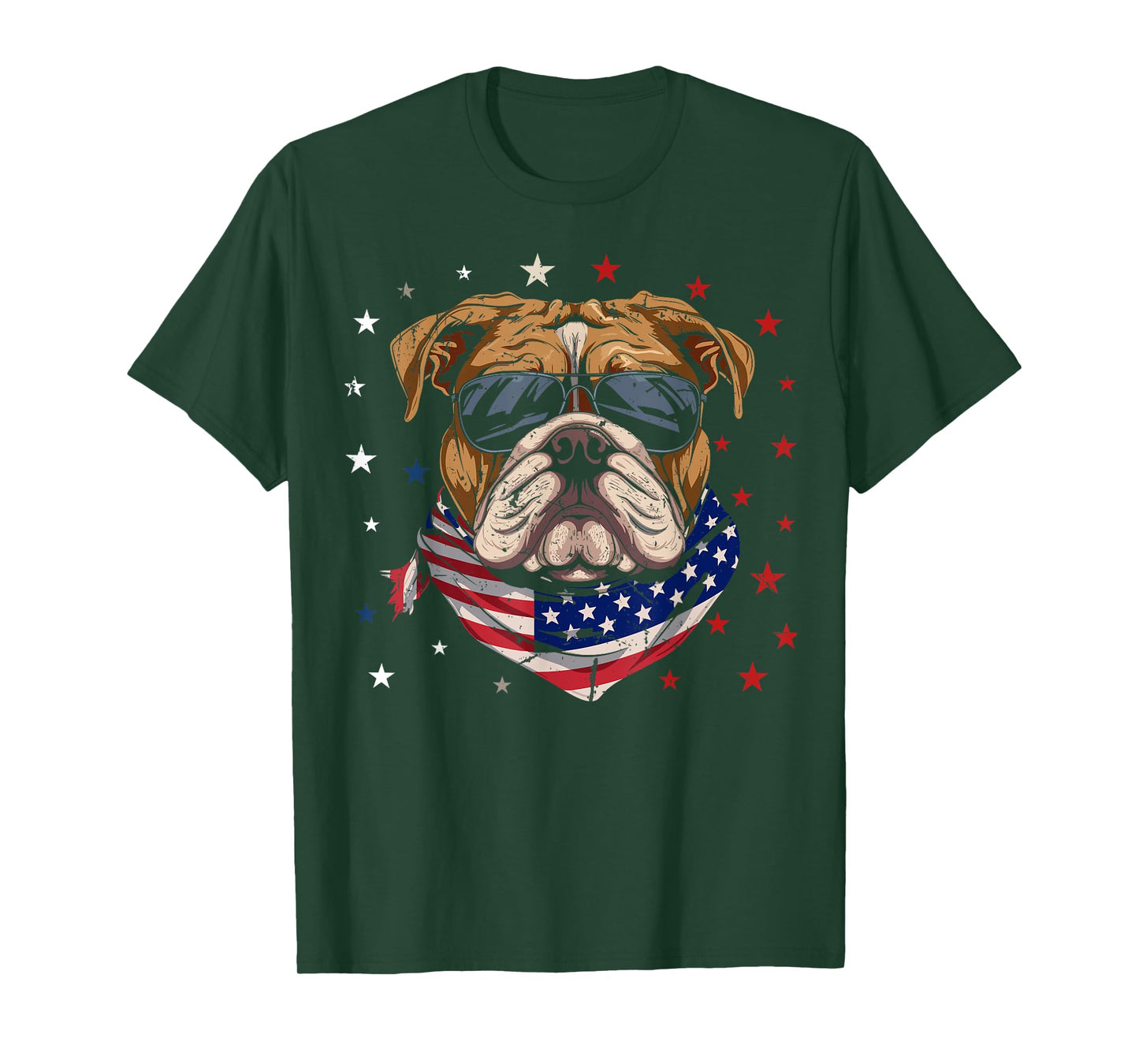 Patriotic American Bulldog USA Flag Dog 4th Of July Women Kids Men T-Shirt