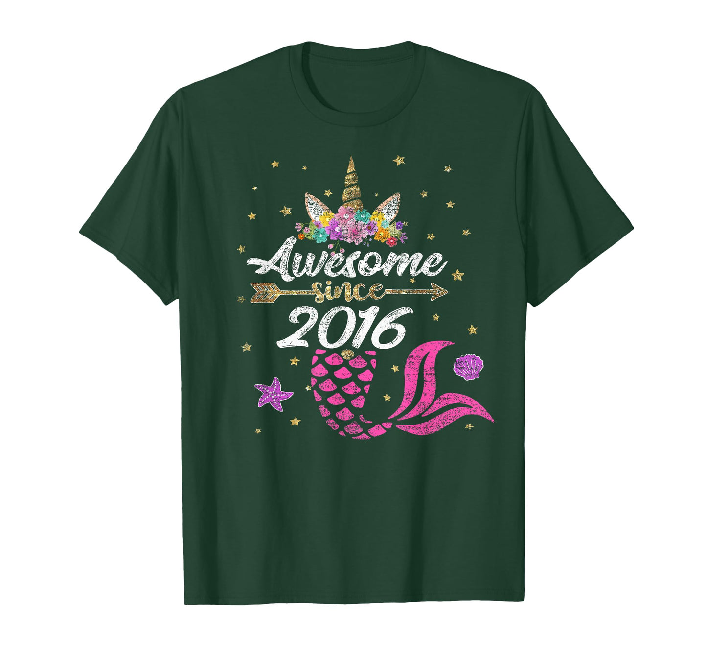 Unicorn Shirt Mermaid Birthday - Awesome Since 2016 Tee Gift T-Shirt