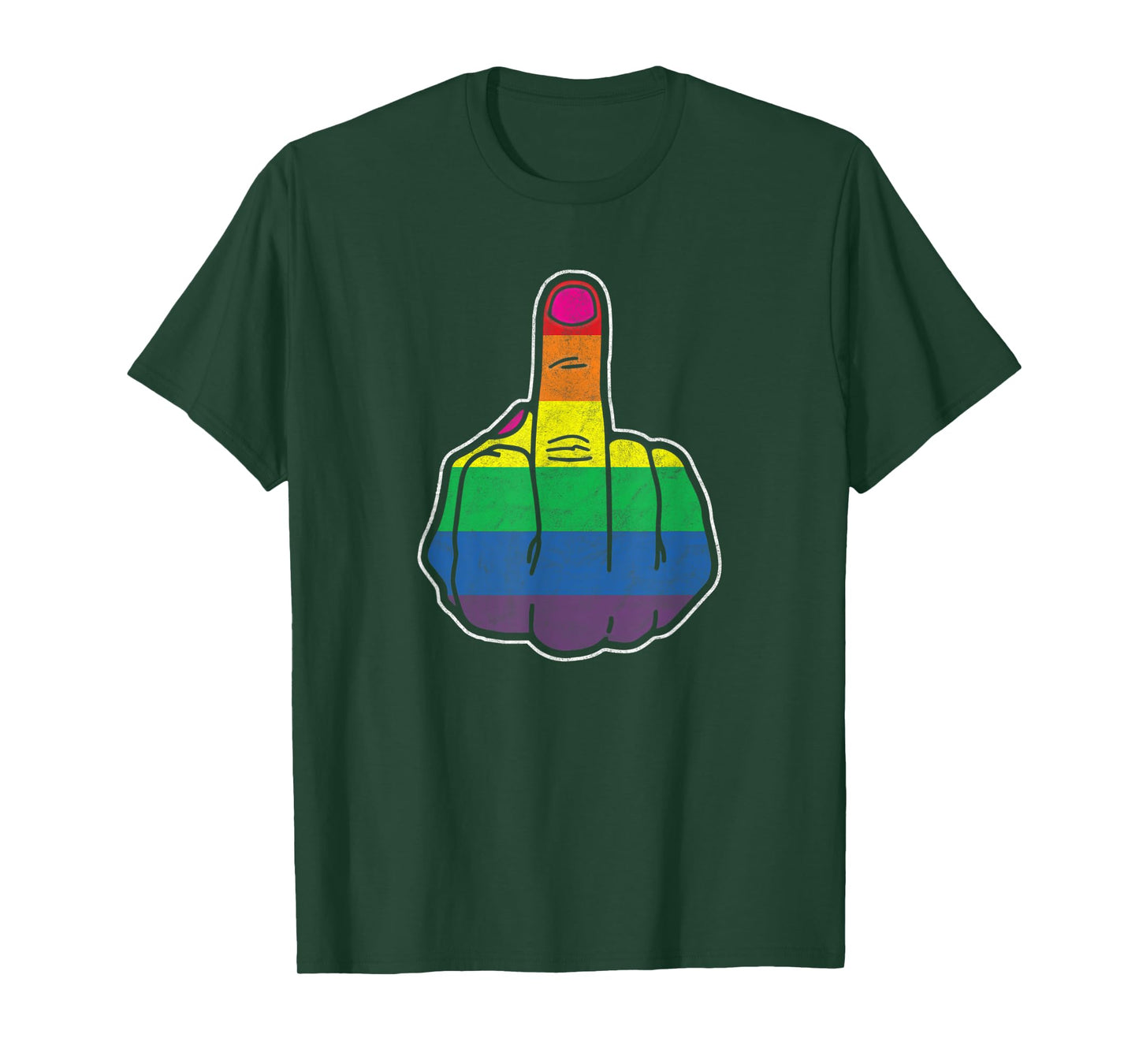 Rainbow Middle Finger - gay pride flag LGBTQ retro equality T-Shirt