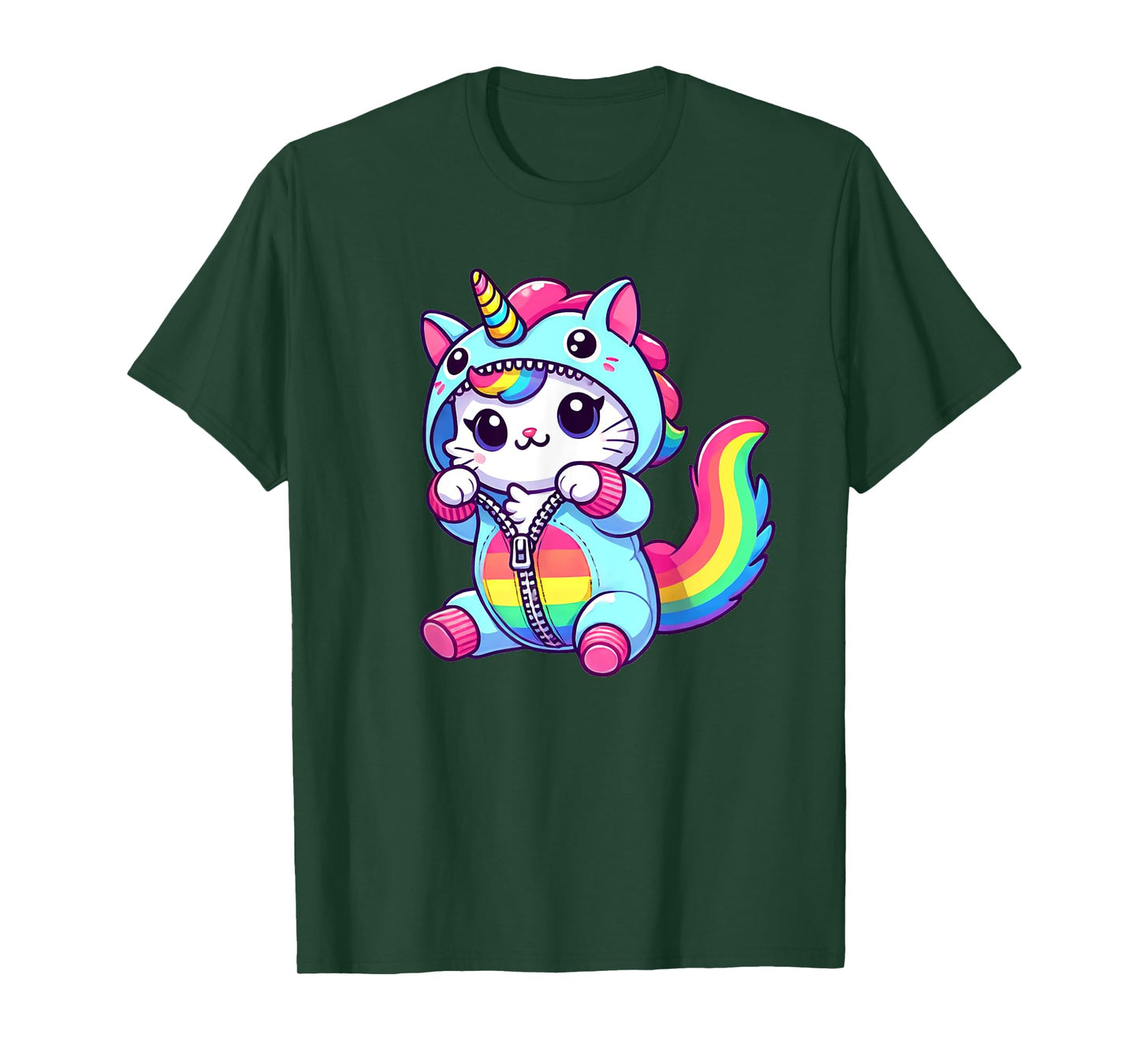 Cat Dressed as Unicorn Funny Cat Lover Women Girls T-Shirt