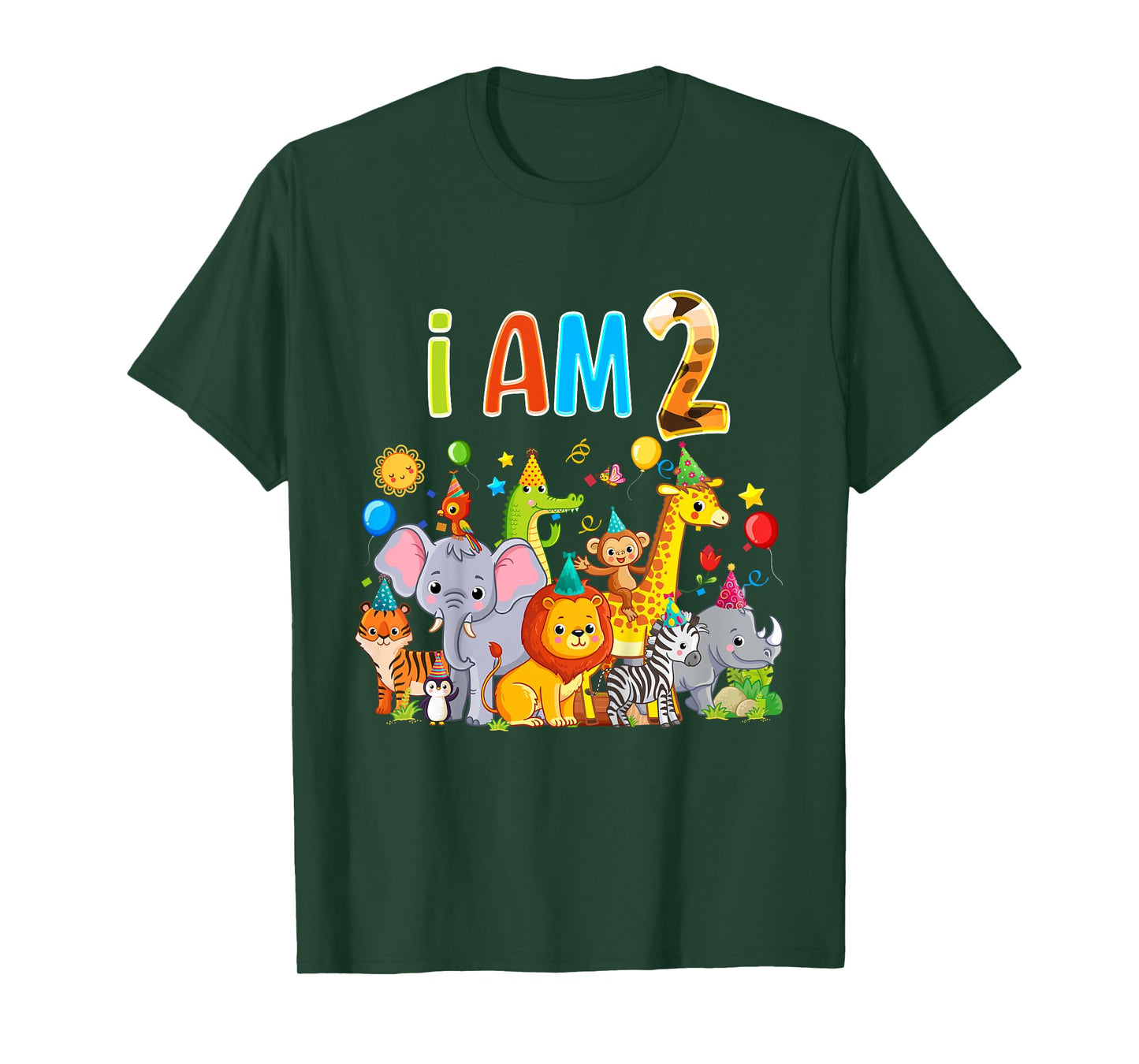 2 Year Old Zoo Animal Birthday Safari Jungle Animal 1th Kids T-Shirt