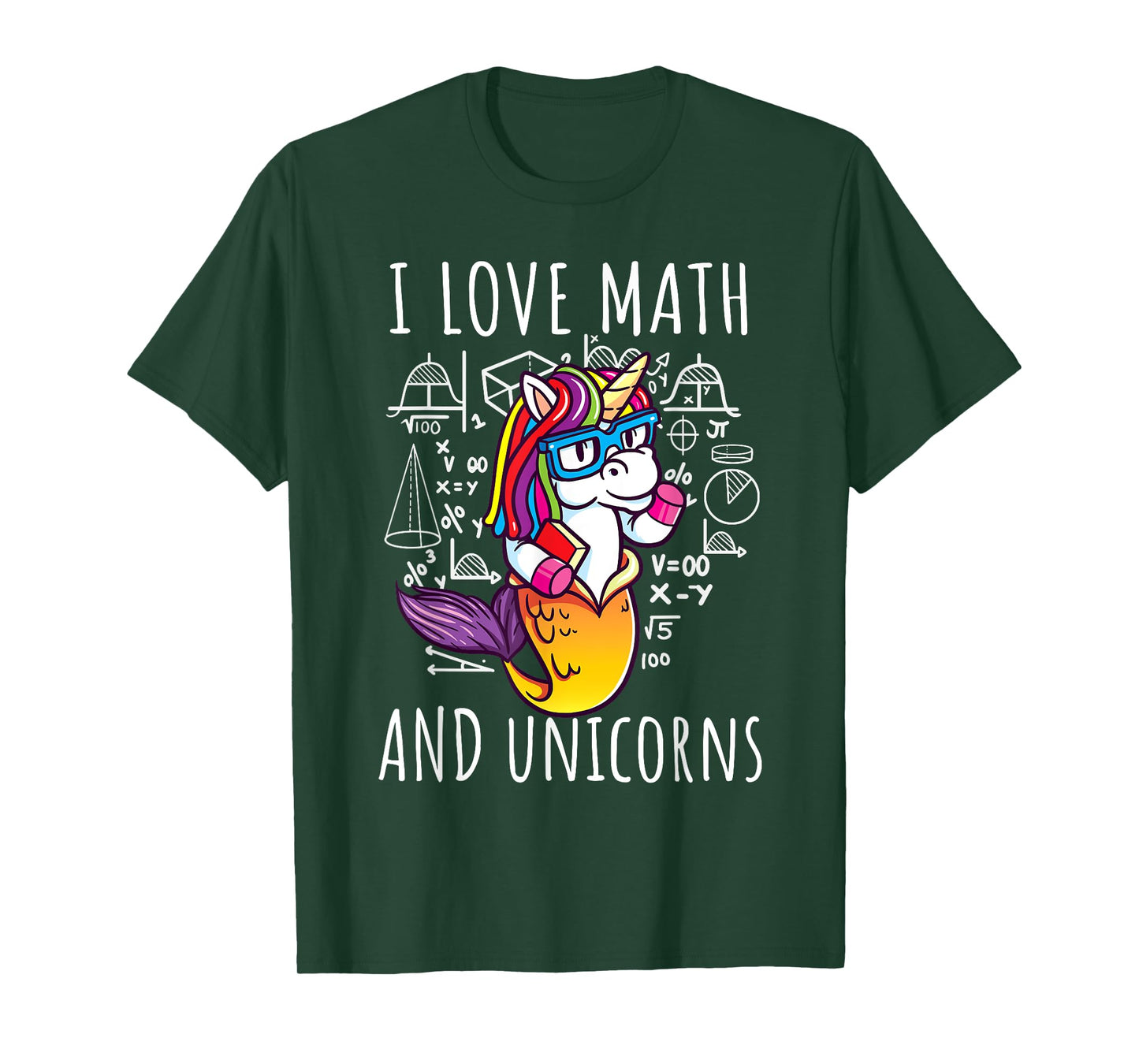 I Love Math Unicorns Shirt Mermicorn Mathematic Teacher Gift T-Shirt