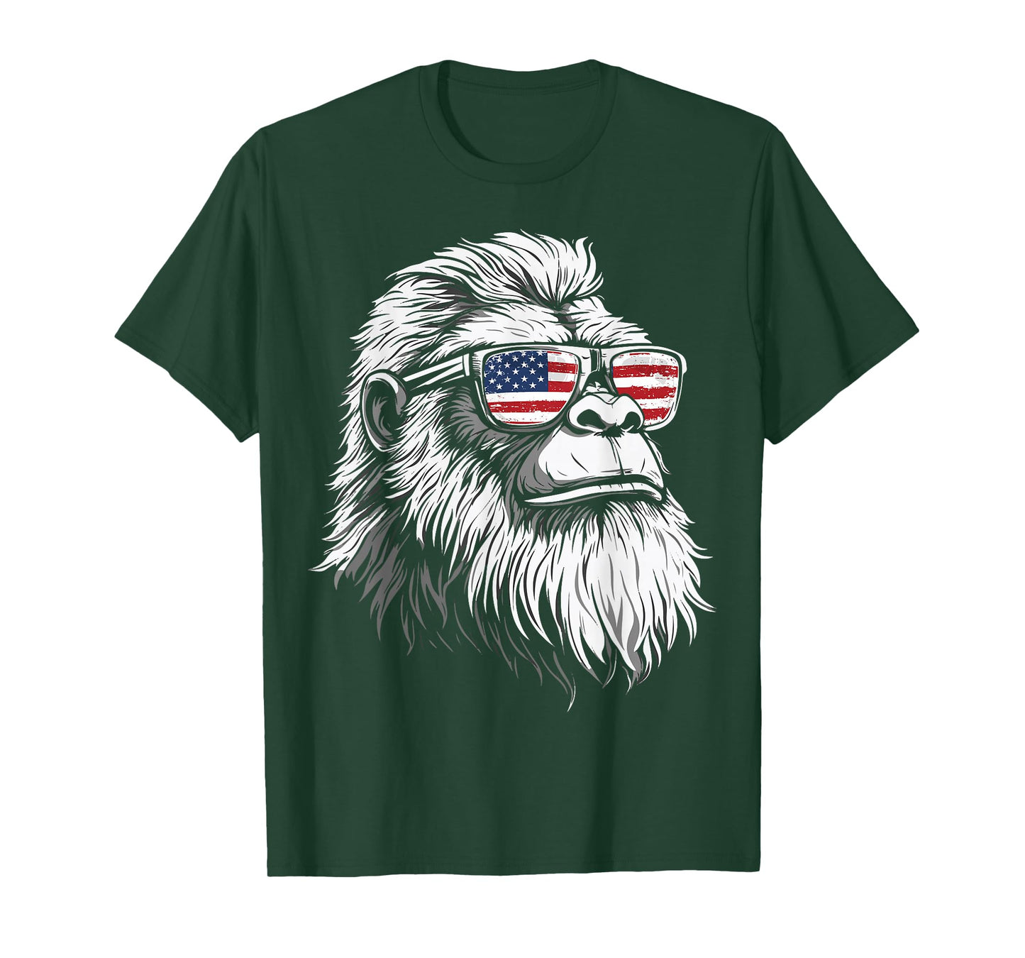Bigfoot With Sunglasses USA Flag T-Shirt