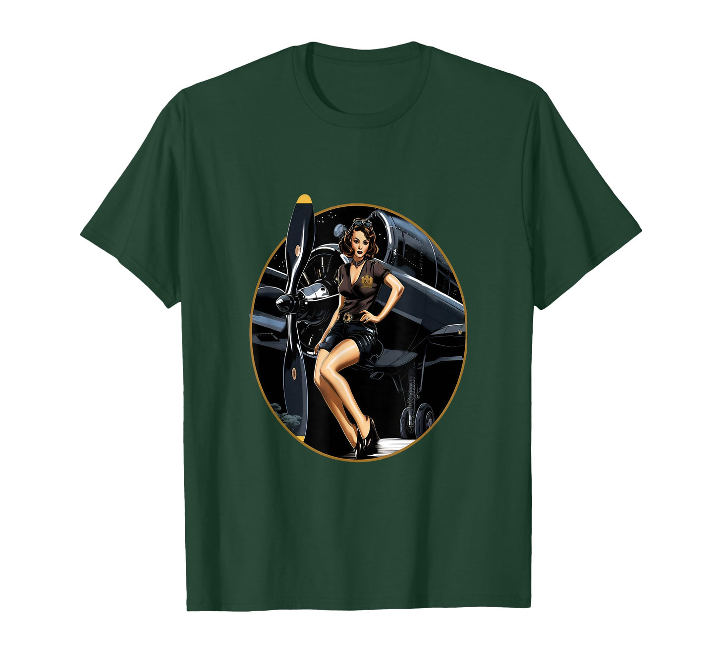 Pinup Girl Warbird Military Aircraft Aviation T-Shirt