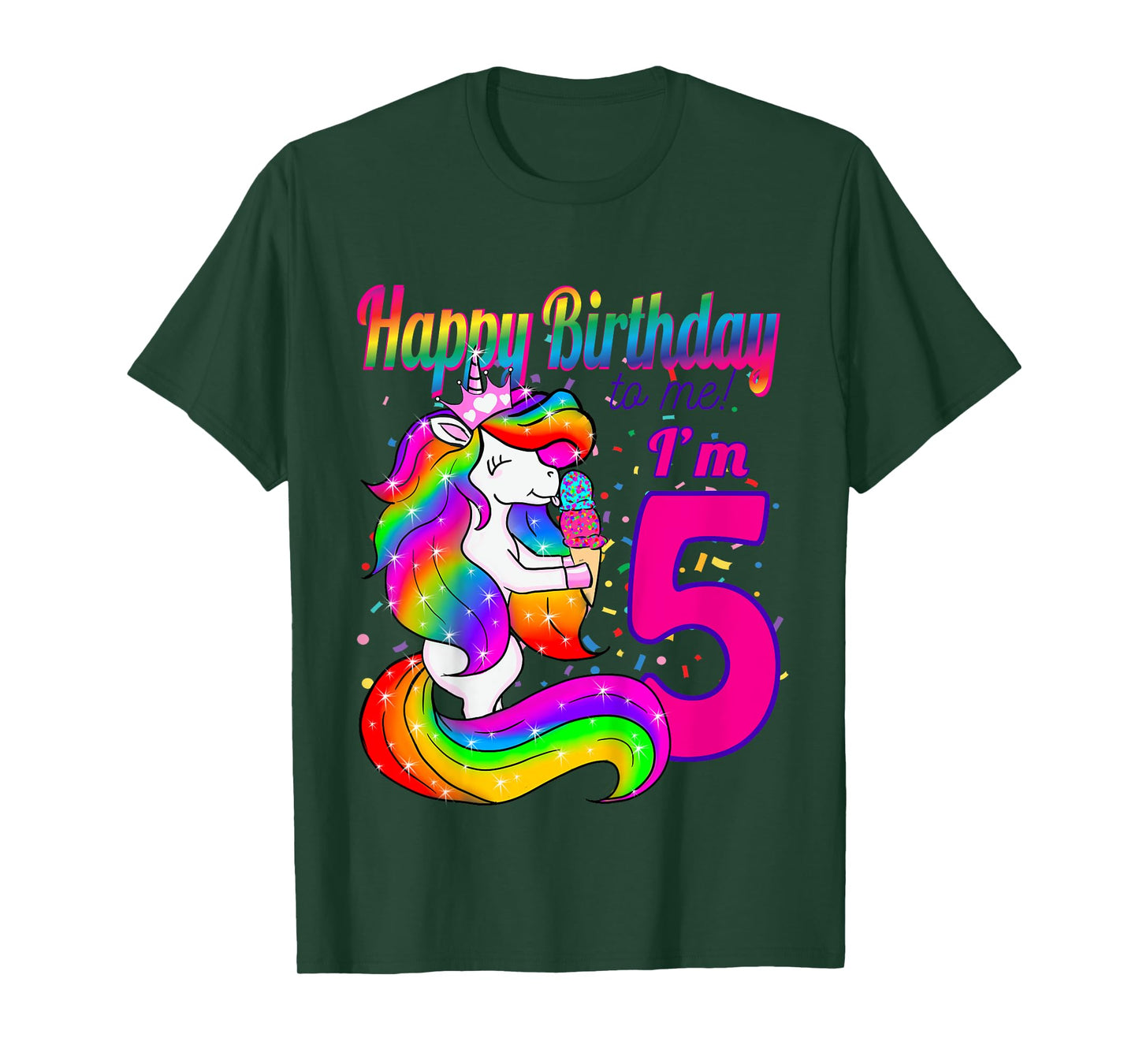 Happy Birthday to me i'm 5 years old unicorn party theme T-Shirt