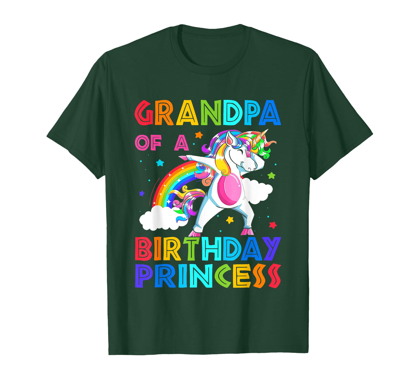Grandpa Of The Birthday Princess Unicorn Rainbow Gifts T-Shirt