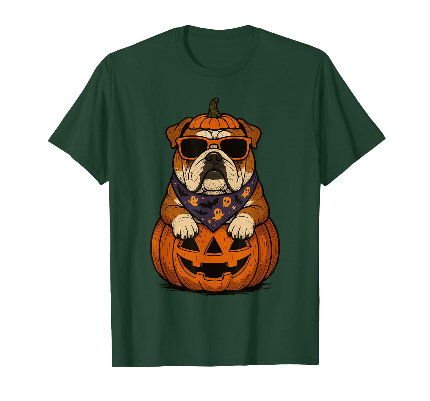 Spooky English Bulldog Pumpkin Halloween Bully Dog Lover T-Shirt