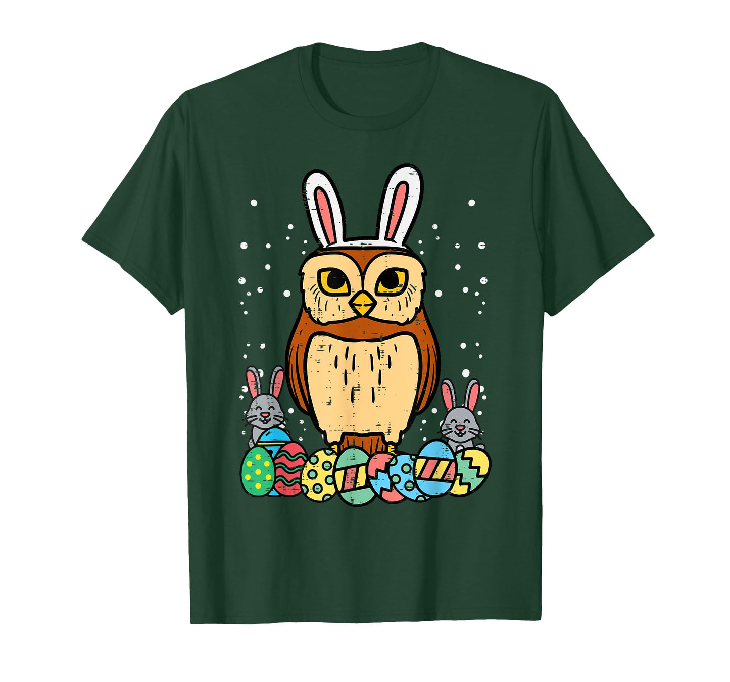 Easter Owl Eggs Bunnies Cute Animal Bird Men Women Kids T-Shirt
