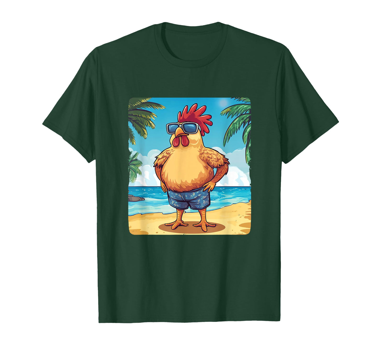 Cool Rooster in Swimsuit and Sunglasses Costume T-Shirt