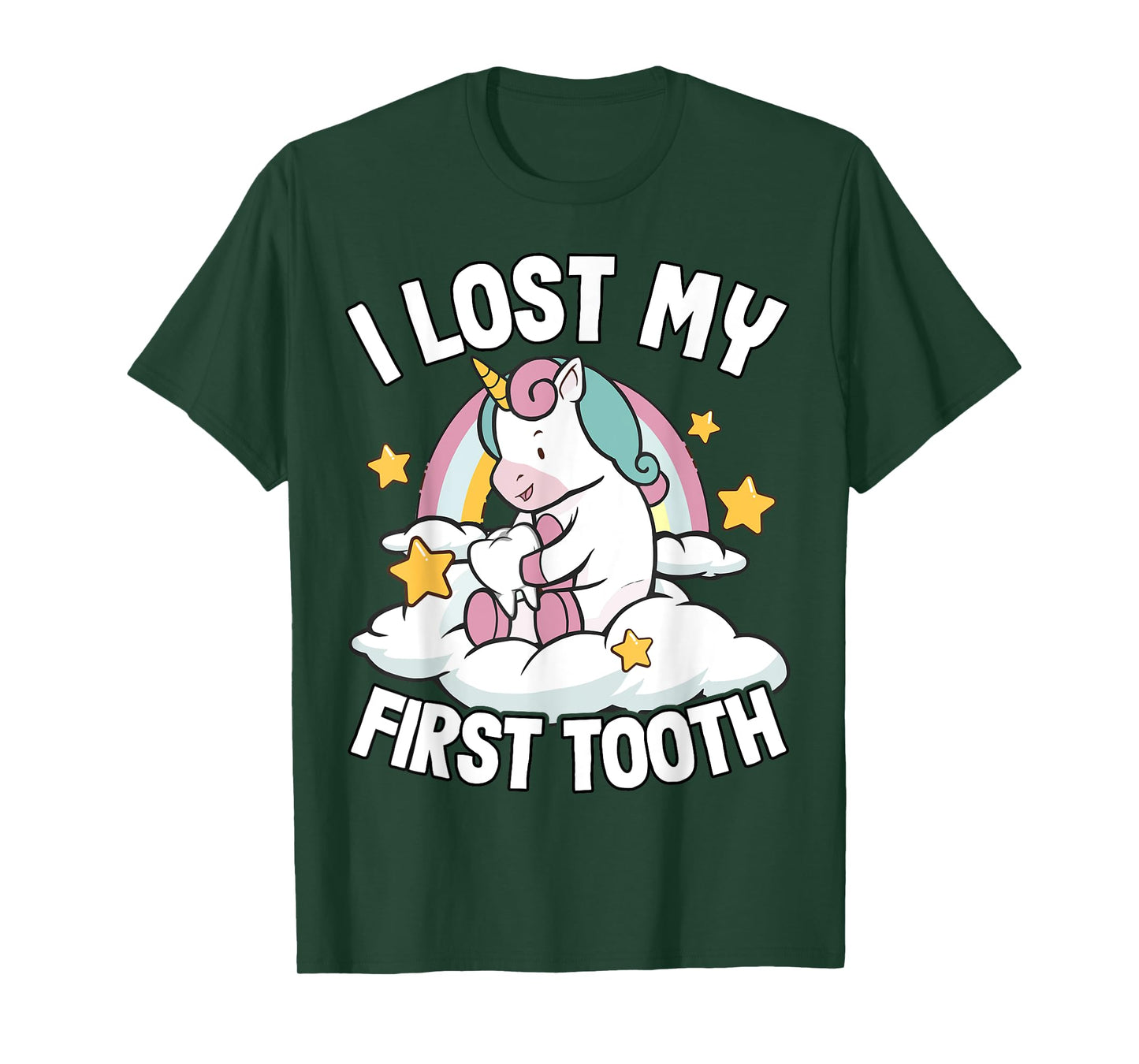 I Lost My First Tooth Girl Tooth Fairy Teeth Out Unicorn T-Shirt