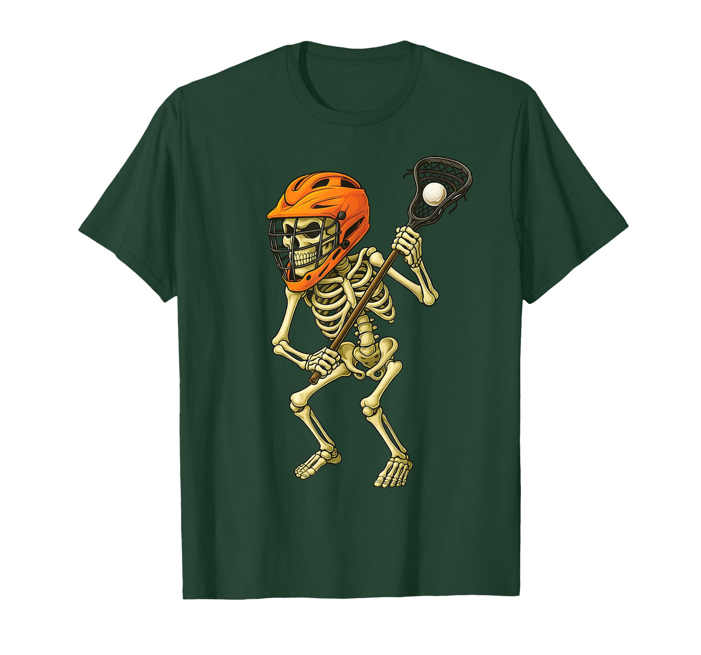 Skeleton Playing Lacrosse Funny Lacrosse Players Halloween T-Shirt