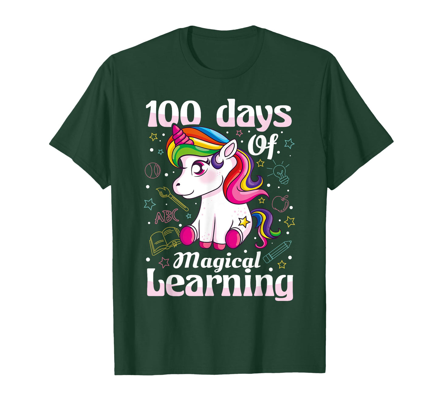 100th Day of School Unicorn Girls 100 Days of School T-Shirt