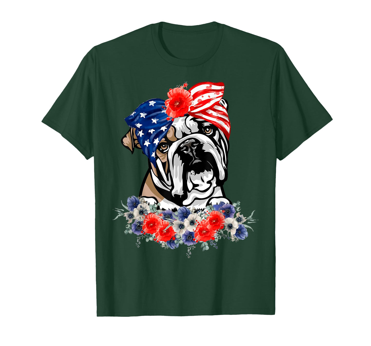 English Bulldog Dog American Flag Patriotic 4th Of July T-Shirt