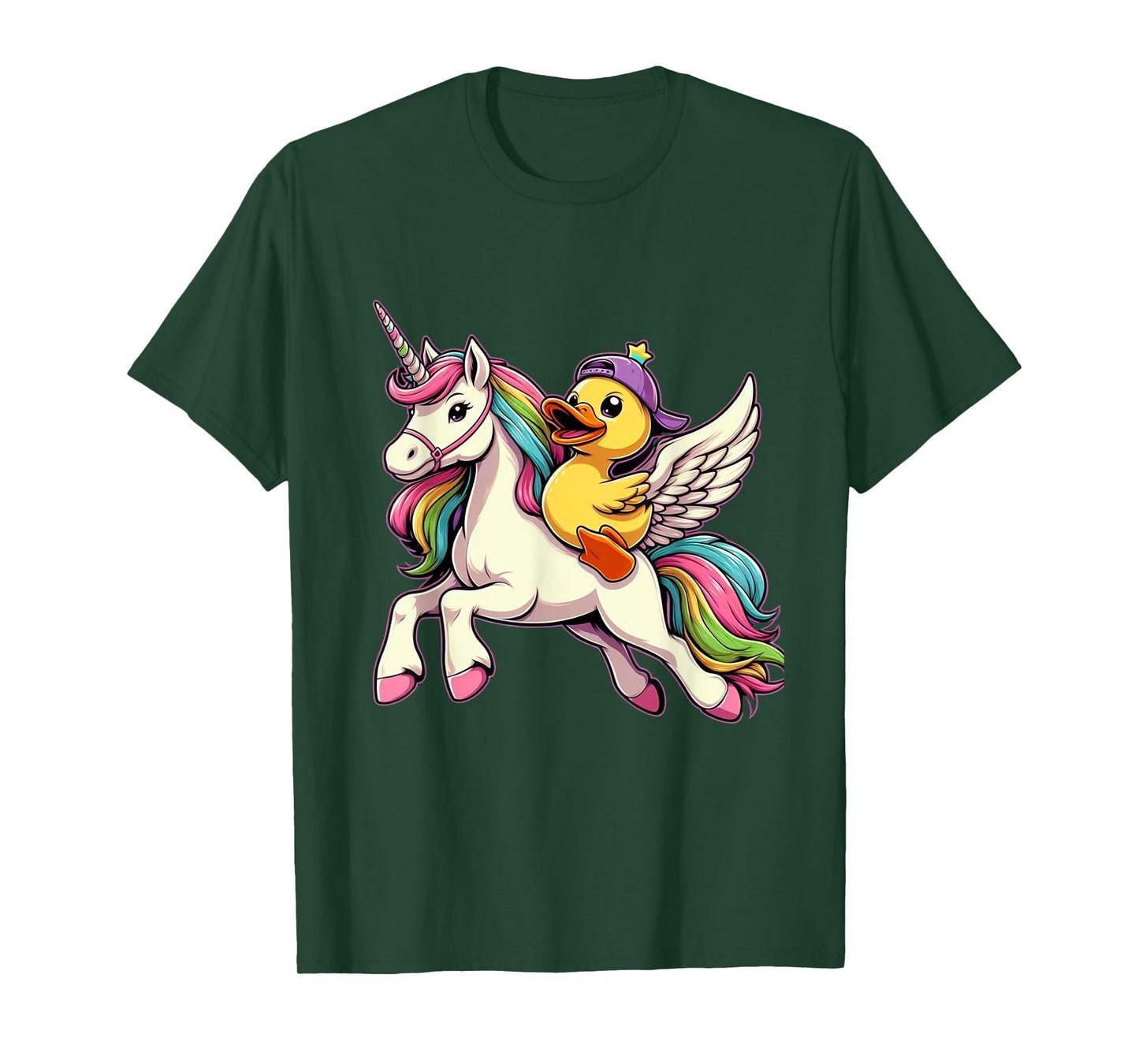 Duck Riding A Unicorn Boys Girls Men Women Kids Adults T-Shirt