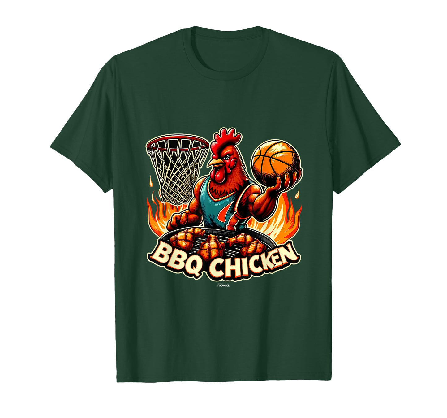 BBQ CHICKEN WITH GRILL ON FLAMES PLAYING BASKETBALL T-Shirt