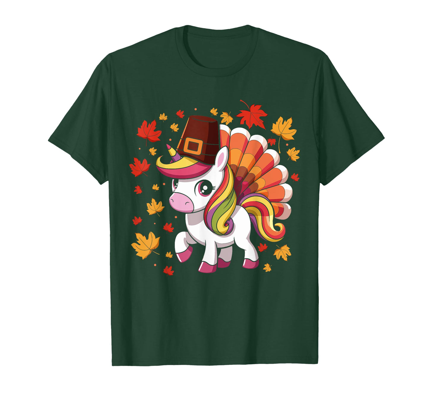 Cute Unicorn Turkey Funny Thanksgiving For Girls Toddlers T-Shirt