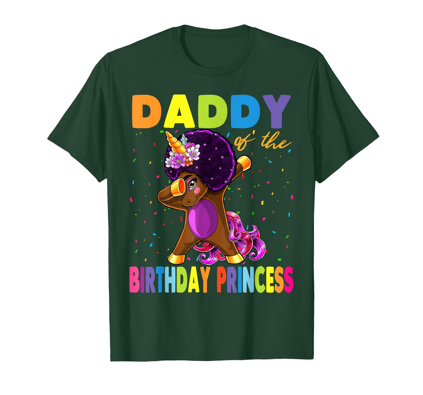 Unicorn Birthday Girl Gifts Store Dabbing Unicorn Afro Daddy of the Birthday Princess T-Shirt